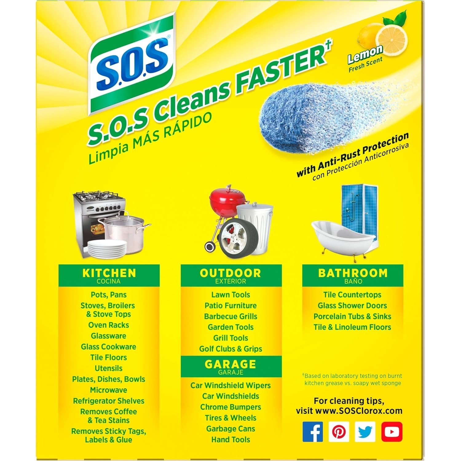 S.O.S Steel Wool Cleaning Pads Lemon Fresh 10 Count (Select Pack)
