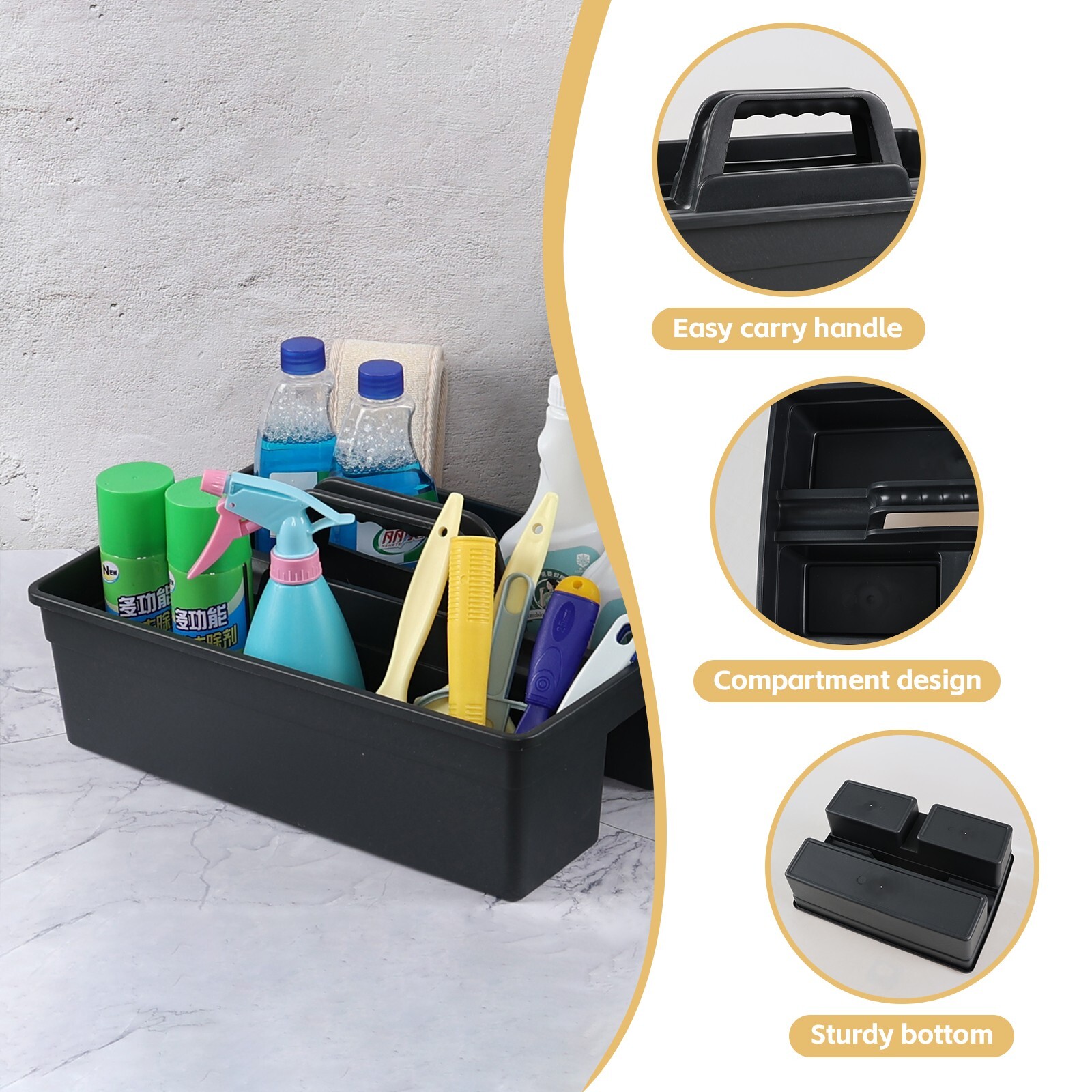 Kekow 6-Packs Large Plastic Cleaning Storage Caddy with Handle Commercial Tool