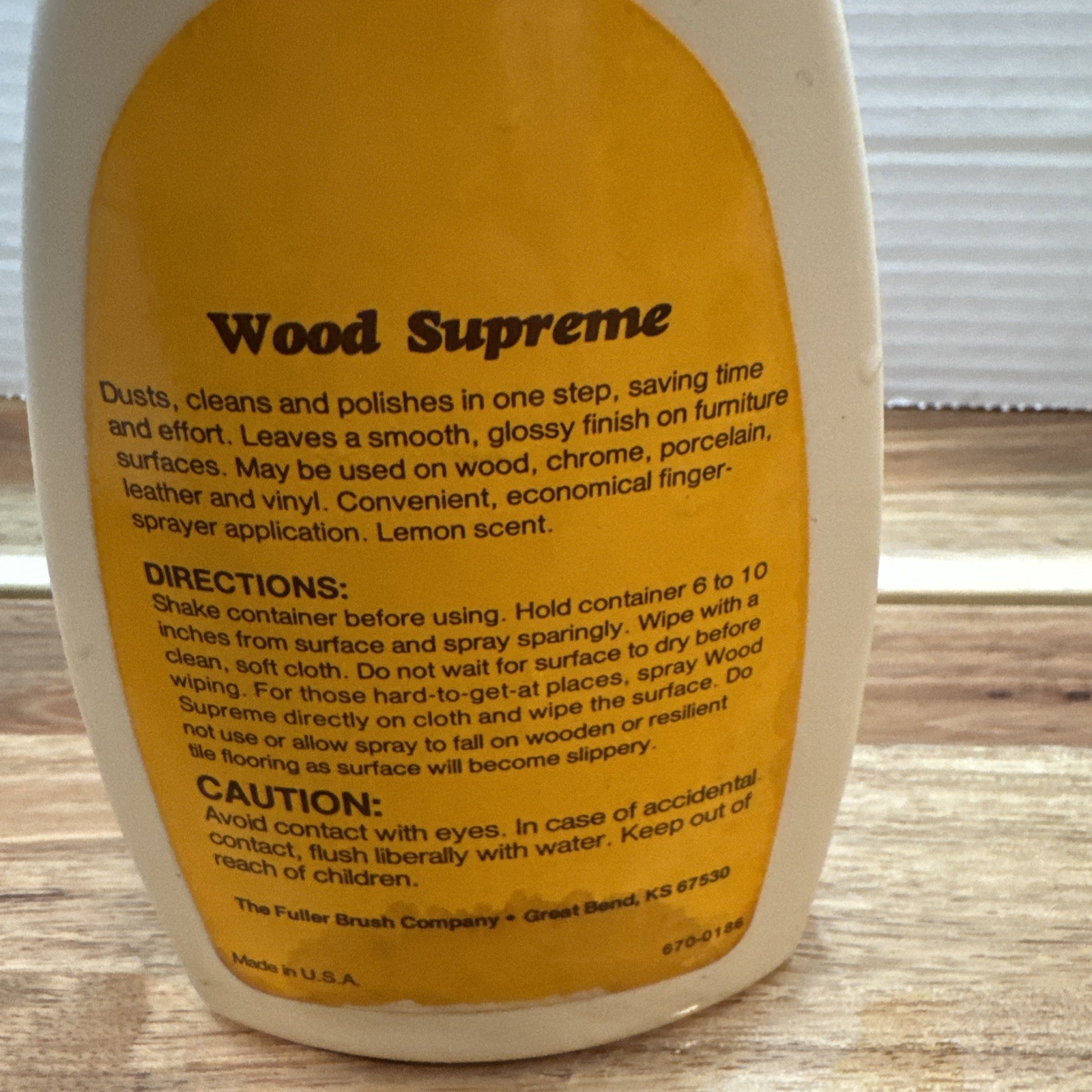 Fuller Brush Co wood supreme multi surface furniture polish & cleaner 16.oz