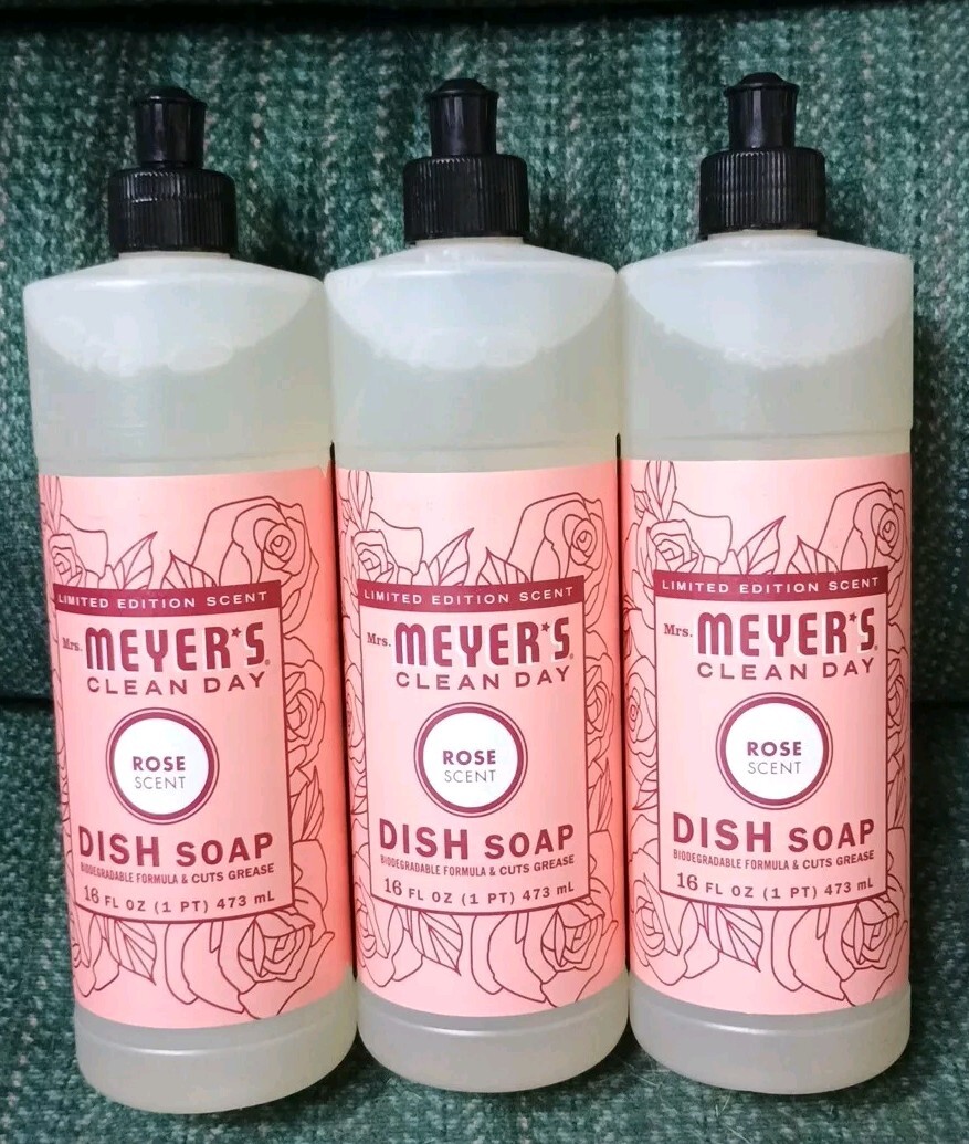 Mrs Meyers Clean Day Dish Soap Rose Scent 3 Pack 16oz each