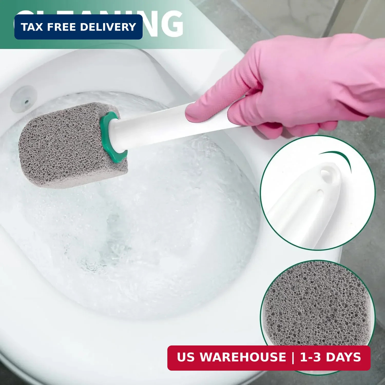 Pumice Stone Toilet Cleaner with Long Handle,Pumice Toilet Scrubber Toilet Bowl