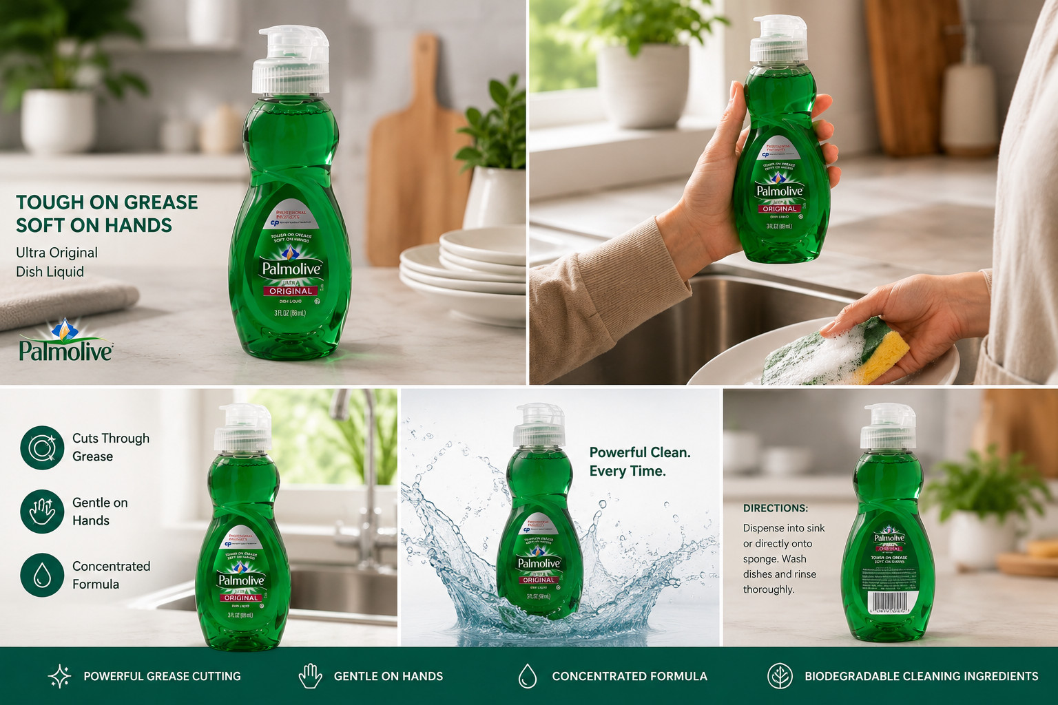 Palmolive Original Dish Liquid Dish Soap 3oz 88ml Grease Cleaner Travel Size