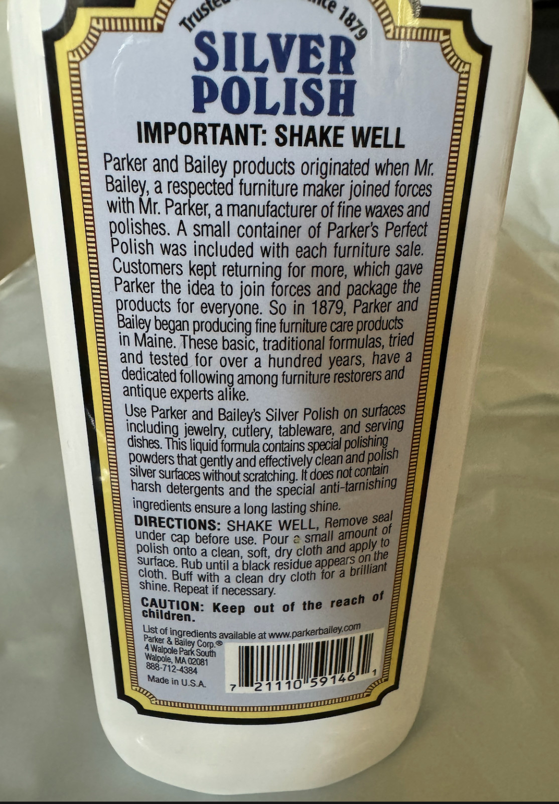 Parker and Bailey Silver Polish Cleaner Tarnish Remover Jewelry Cleaner 8 oz NEW