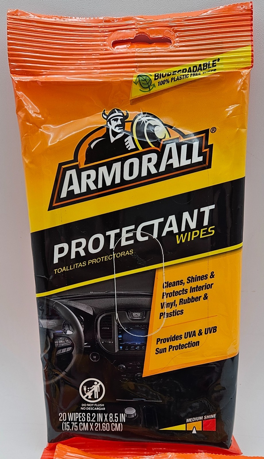 4 Packs Armor All Protectant Wipes in a Pouch 20-Count Each