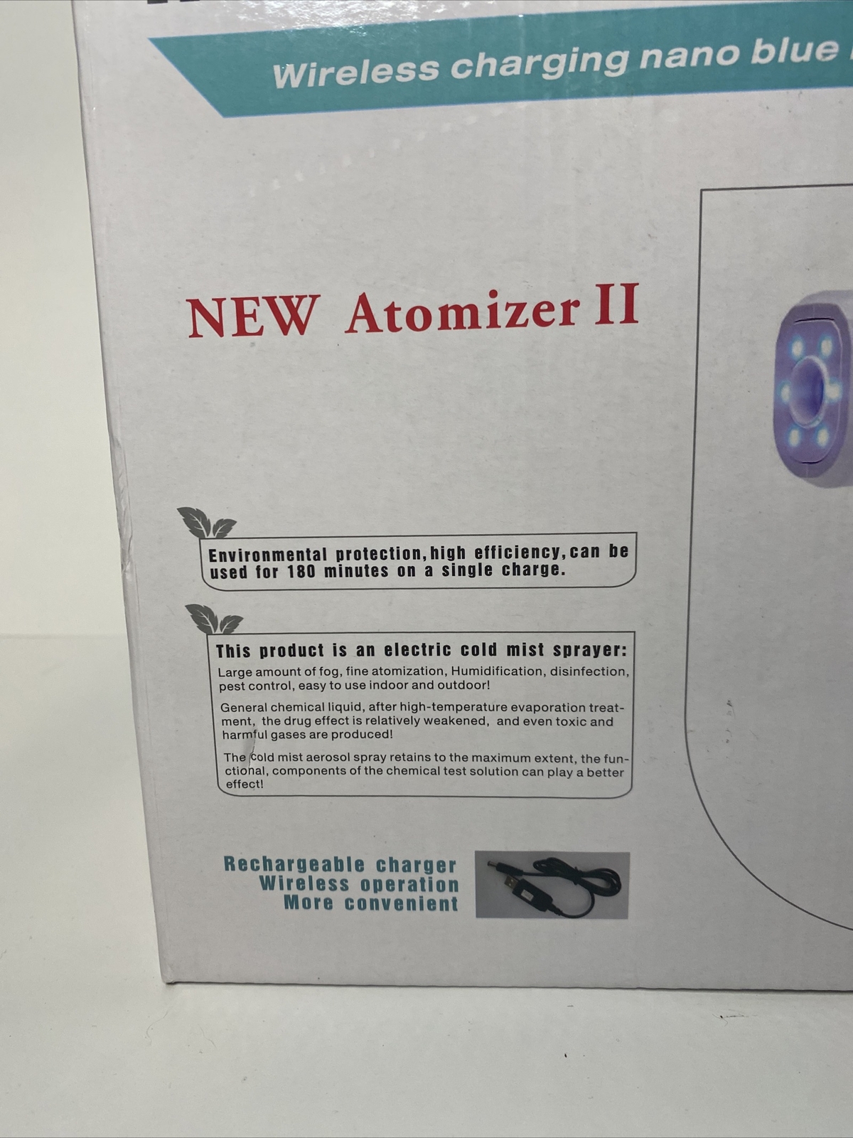 Healthy Lifestyle Electric Mist Sprayer Wireless Charging Blue Light ATOMIZER