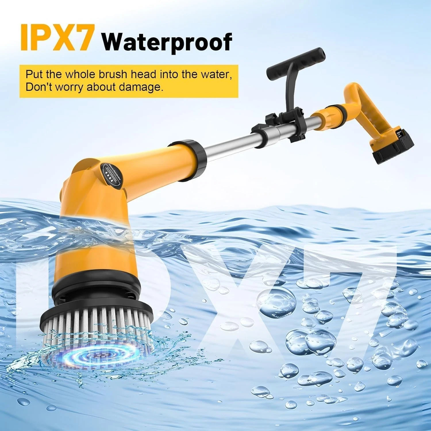 1500 RPM Electric Spin Scrubber for Dewalt 20V Battery, Power Shower Scrubber fo