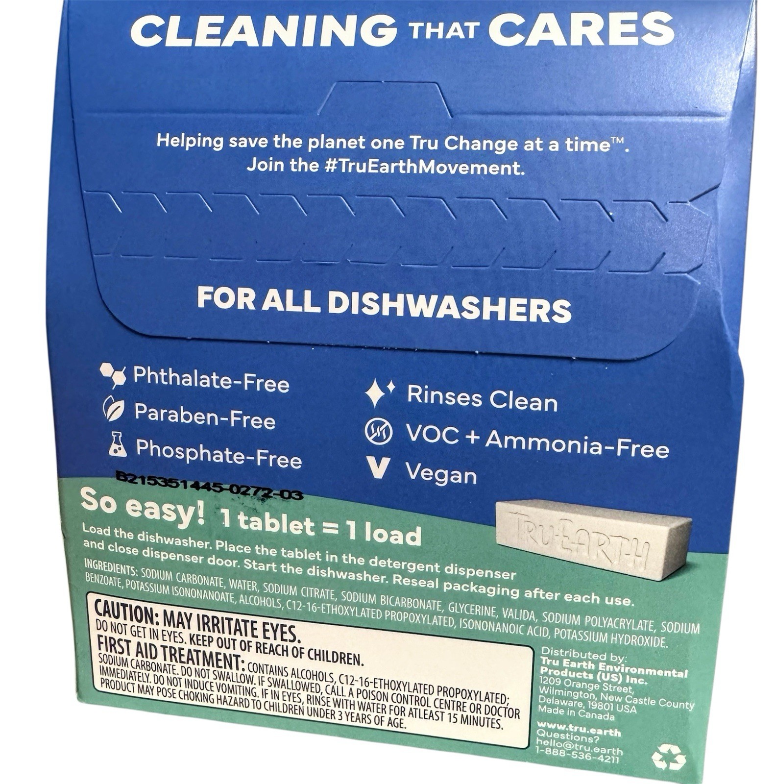 Tru Earth Dishwasher Detergent Tablets 40ct Dye, Fragrance, Paraben Free Lot X2