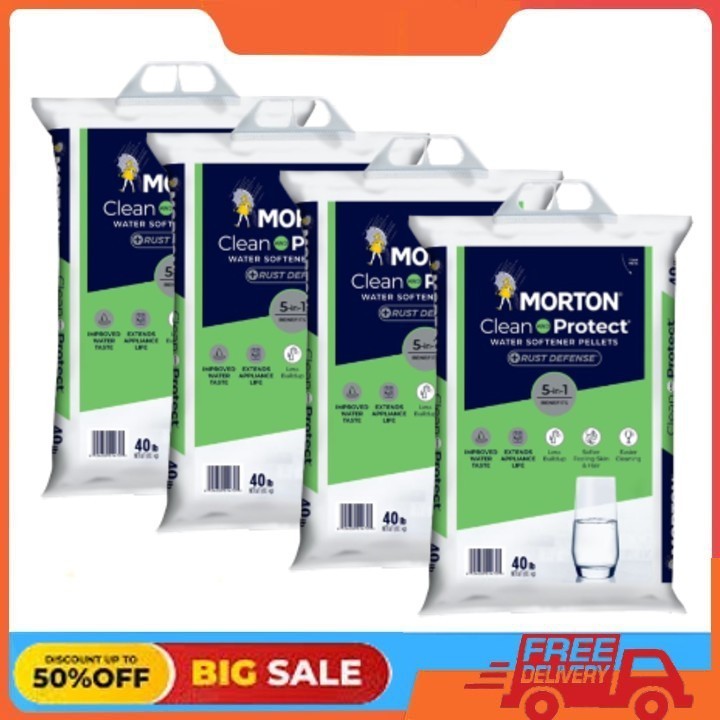 4Pack Morton Clean and Protect Plus Rust Defense Water Softener Salt Pellet 40lb