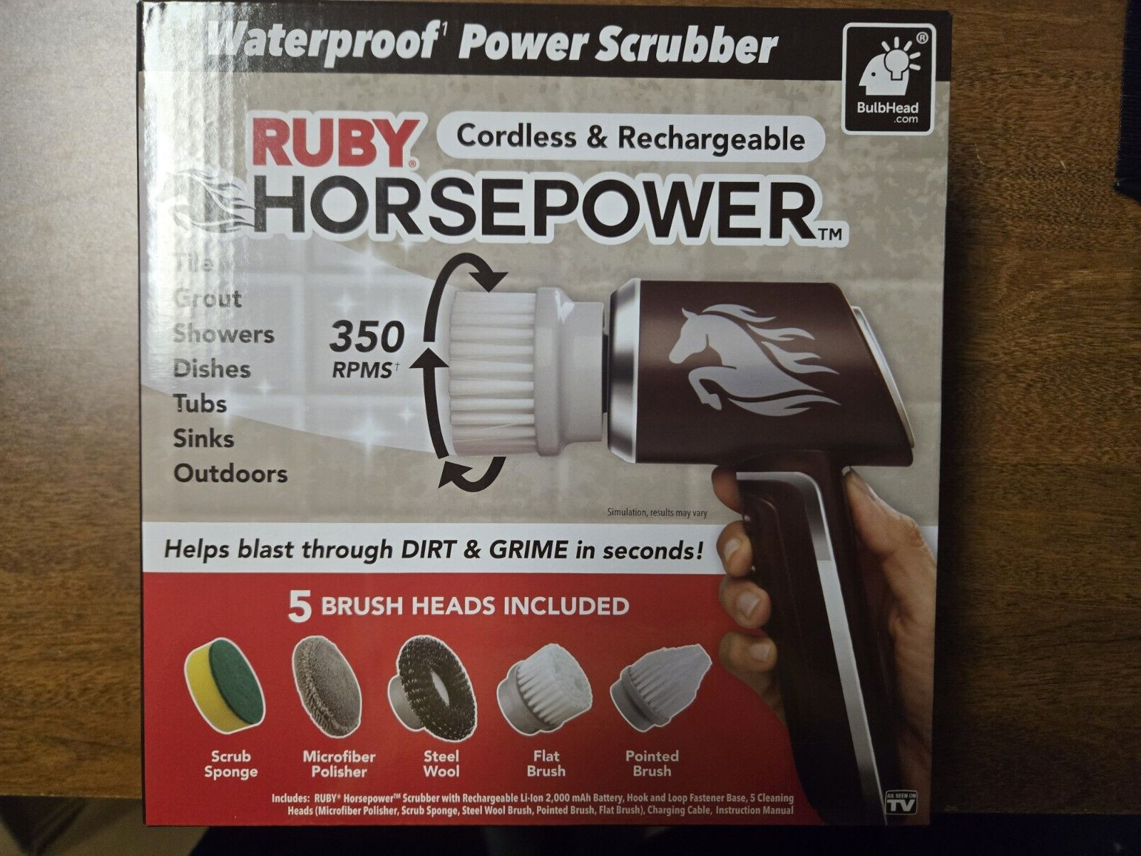 Ruby Horsepower Handheld Cordless Rechargeable Spinning Power Scrubber