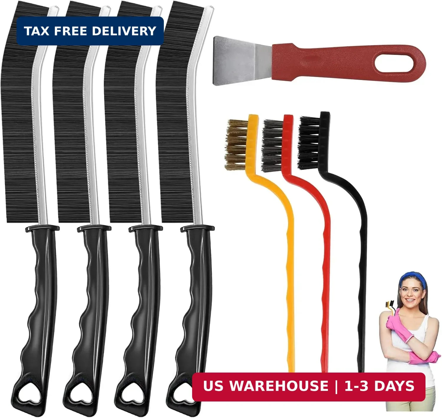 8Pcs Crevice Cleaning Brushes for Household Use, Grout Cleaner Brush, Hard Brist