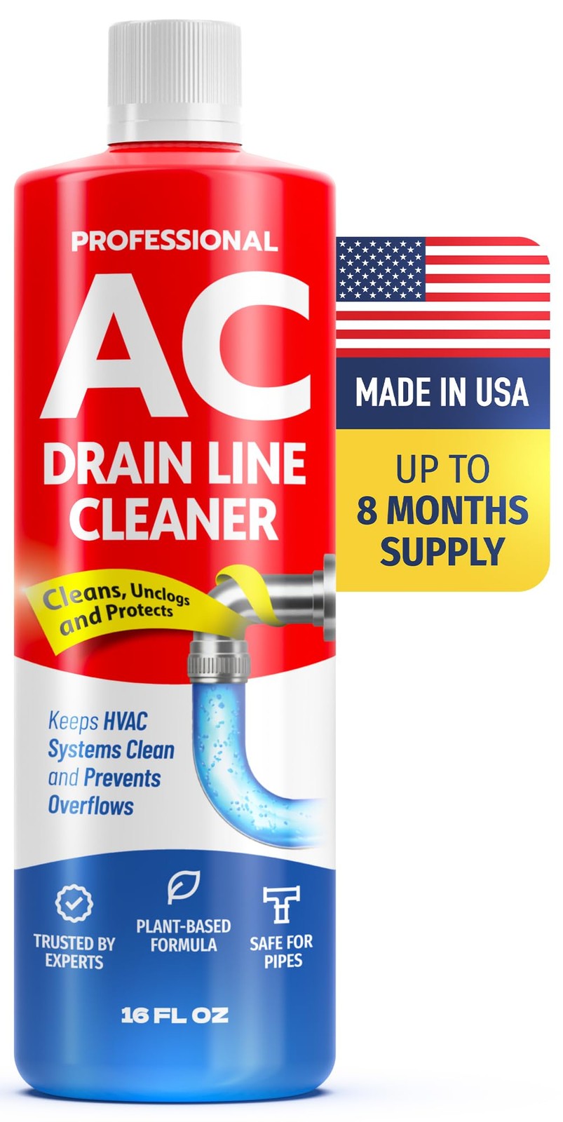 AC Drain Line Cleaner Plant Based 16 oz Up to 8 Uses HVAC Condensate Clearing Fo