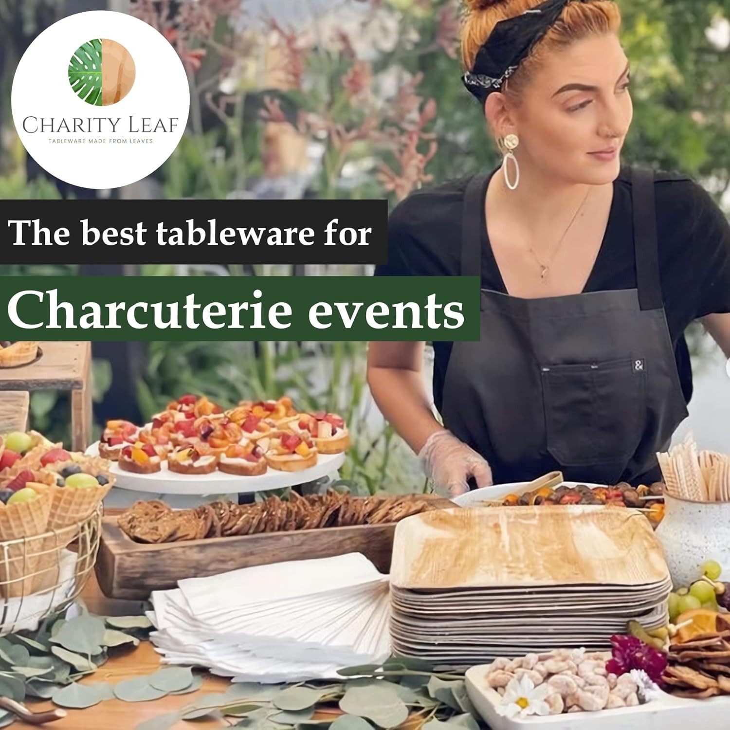 Charity Leaf 10-Pack 22″x12″ Palm Leaf Trays | Eco-Friendly, Compostable Platt
