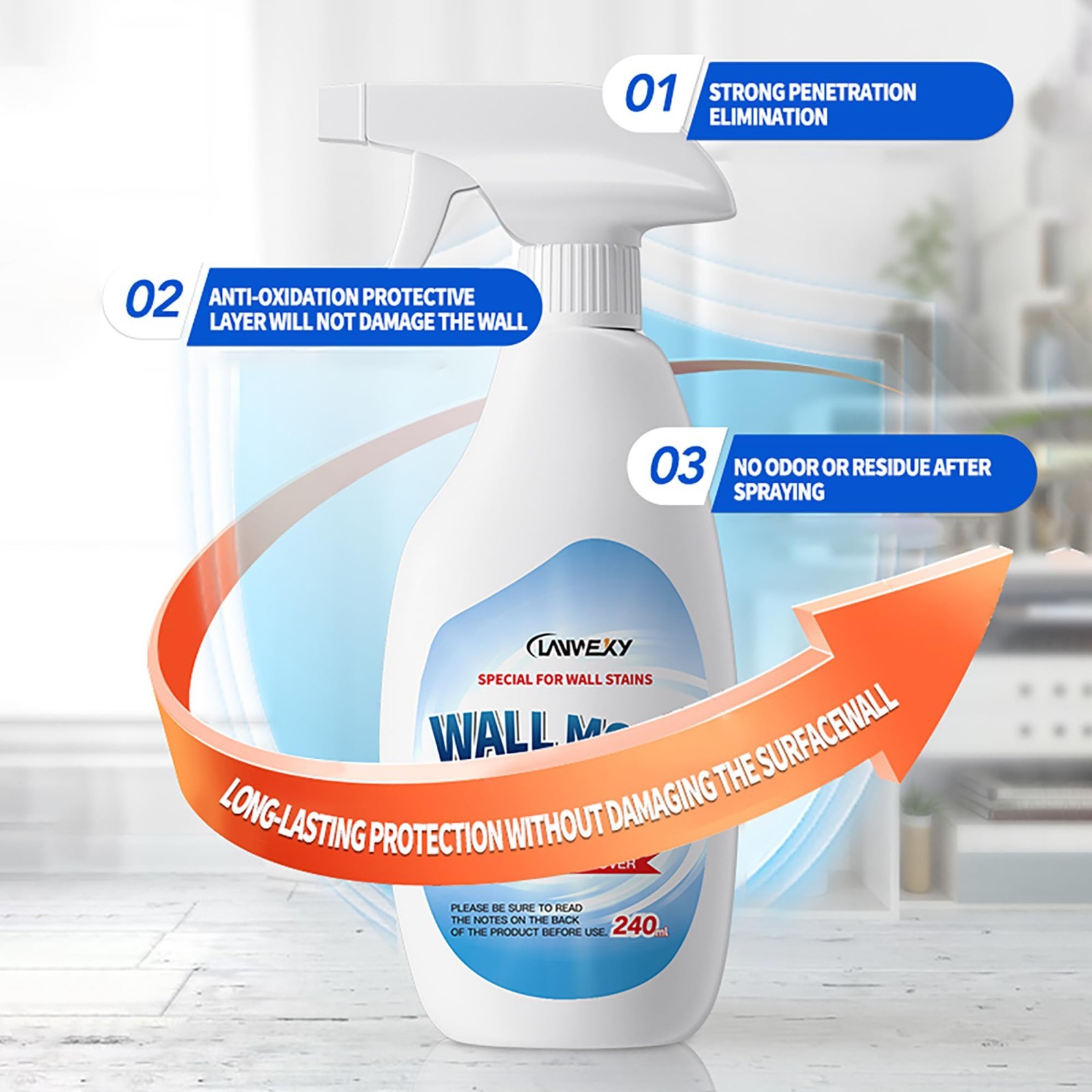 Effective Wall & Bathroom Cleaner Spray – Foam Cleaner for Shower, Tile, Wood –