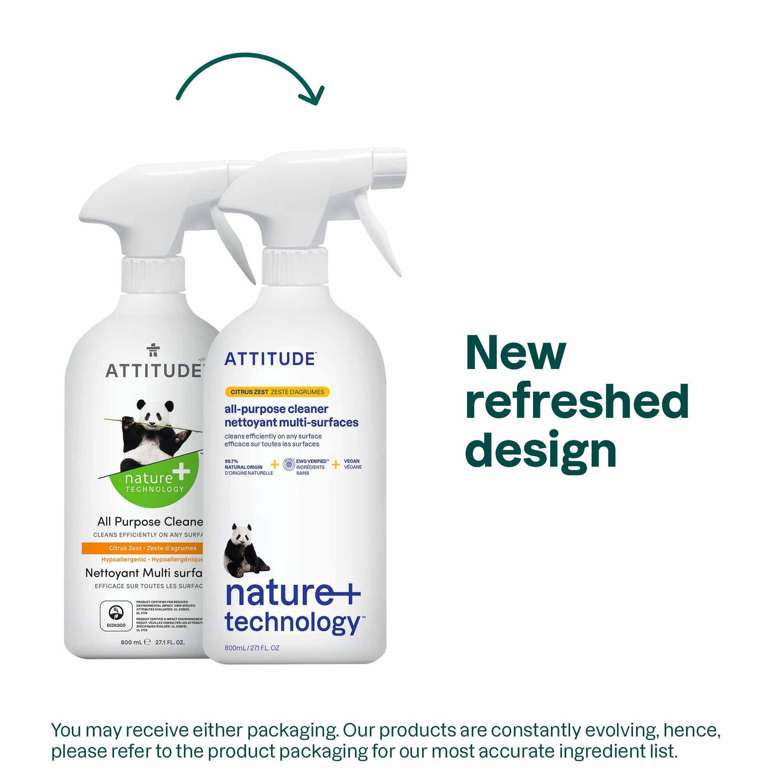 Attitude All Purpose Cleaner Spray | Ewg Verified | 94 Plant-based | Citrus Zest