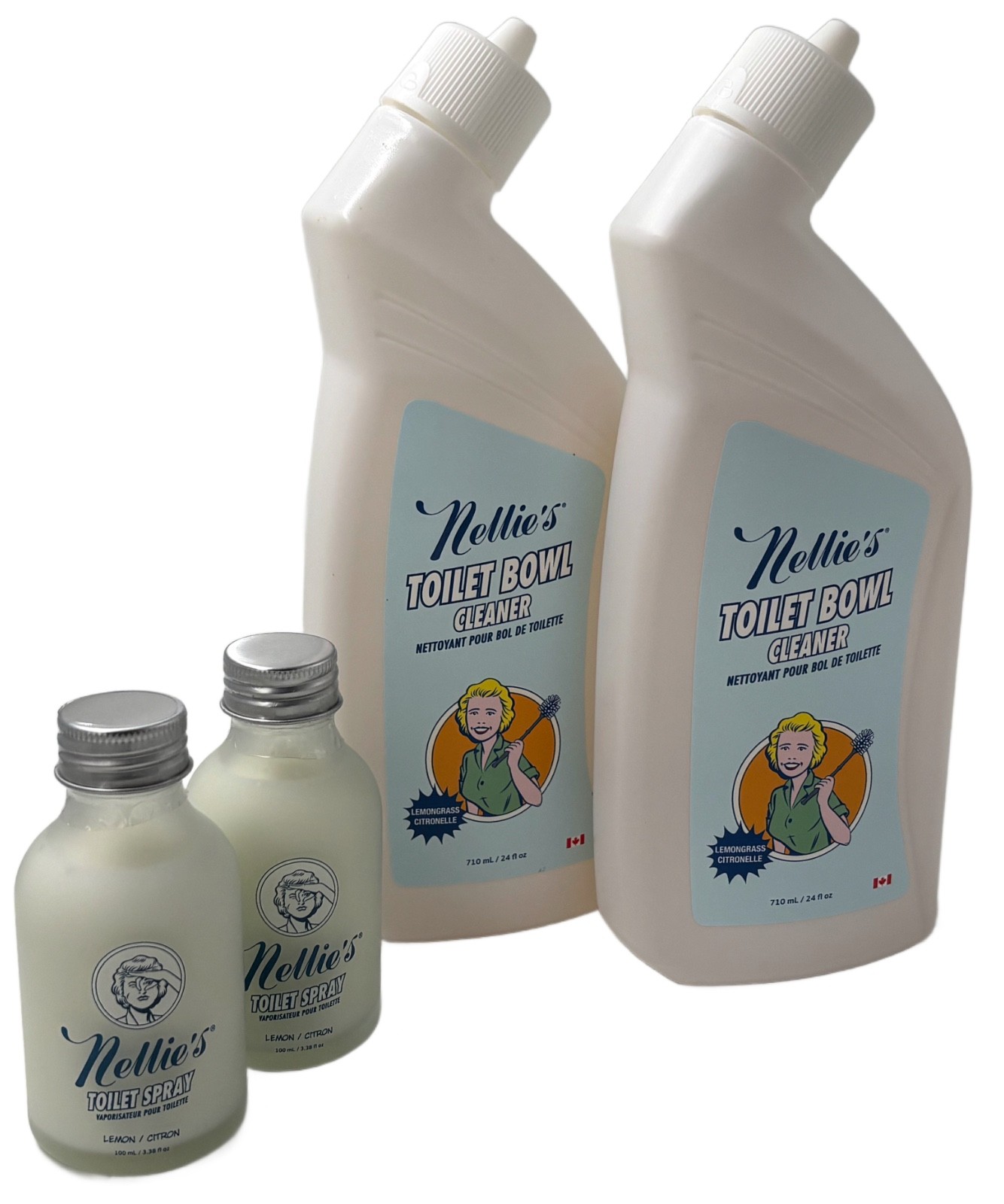 *Nellie’s Toilet Bowl Cleaner & Spray Odor Eliminator Duo—Lemongrass Scent