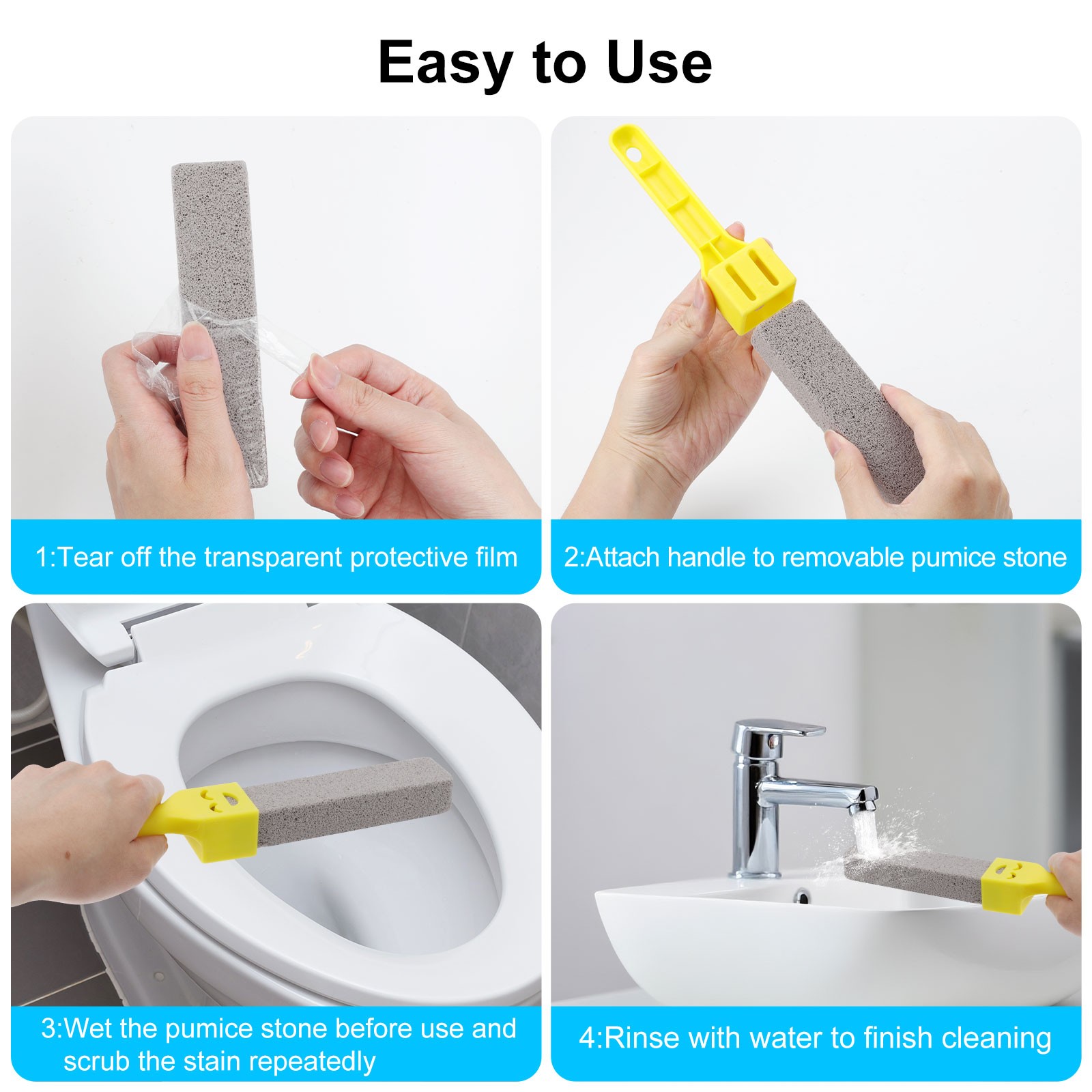 10x Bathroom Pumice Stone Toilet Brush Set Rust Limescale Remove Cleaning Tools