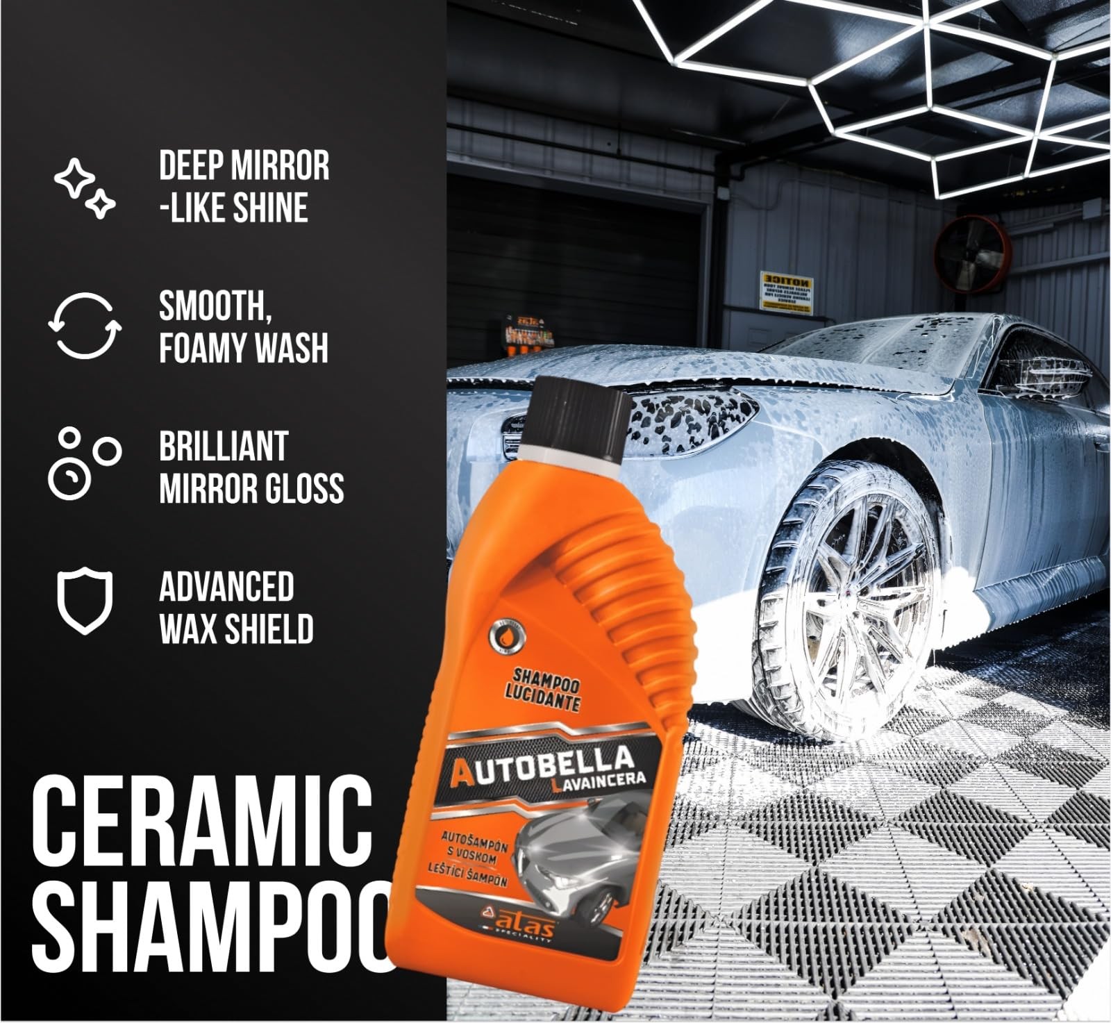 pH Neutral Car Wash Soap High Foaming Wax Safe Ceramic Glossy Finish 33.8 Oz