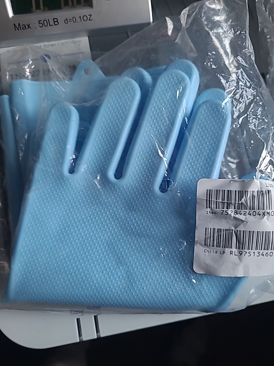 Beekman 1802 Happy Place Dishwashing Scrubber Silicone Gloves Blue Sz Large New