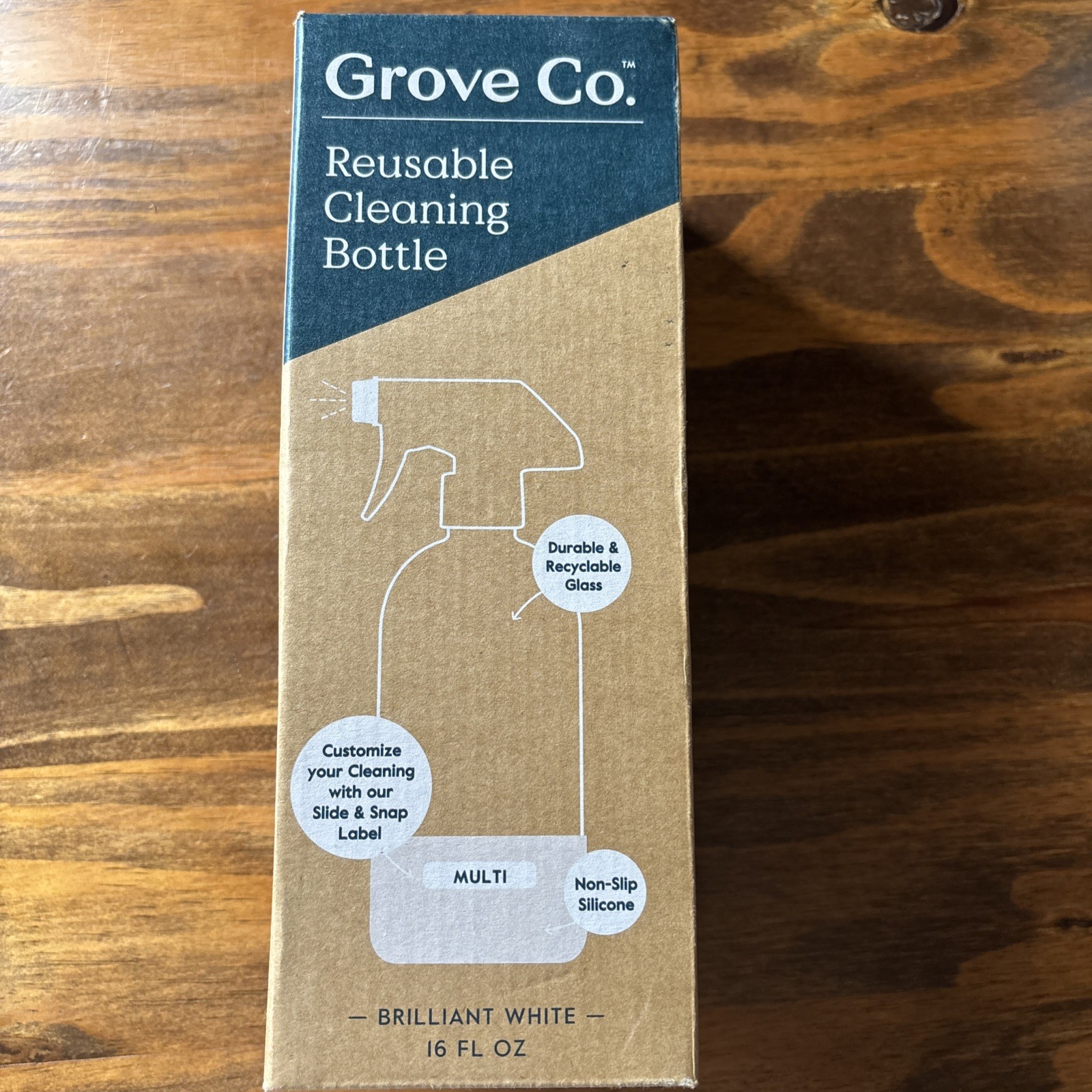 Grove Co 16oz Glass Spray Bottle Brilliant White Silicone Sleeve w/Spray Nozzle