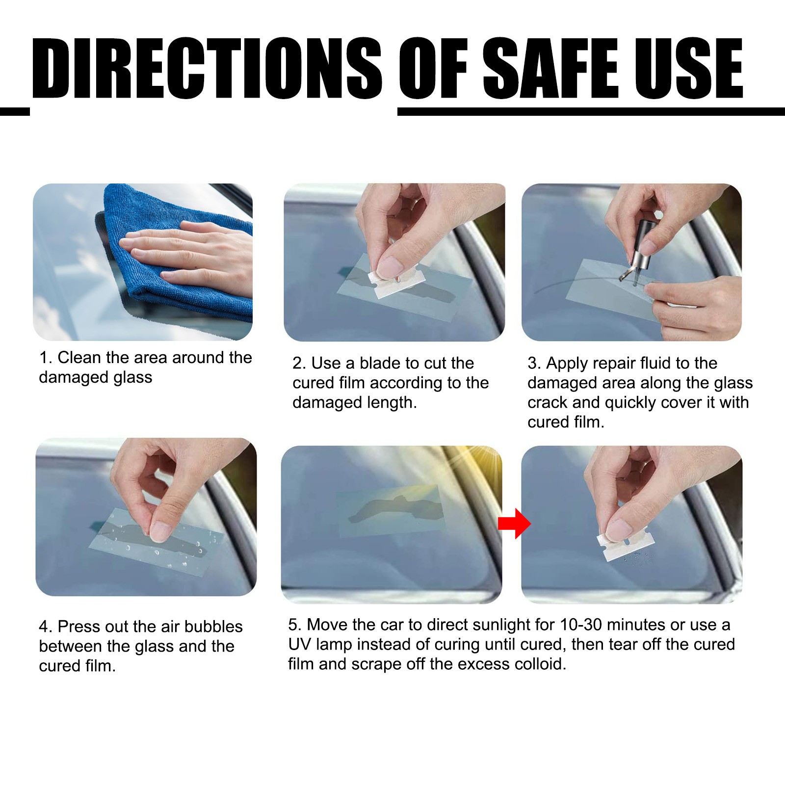 Windshield Repair Kit – Rock Chip & Crack Auto Glass Fix UV Cure DIY