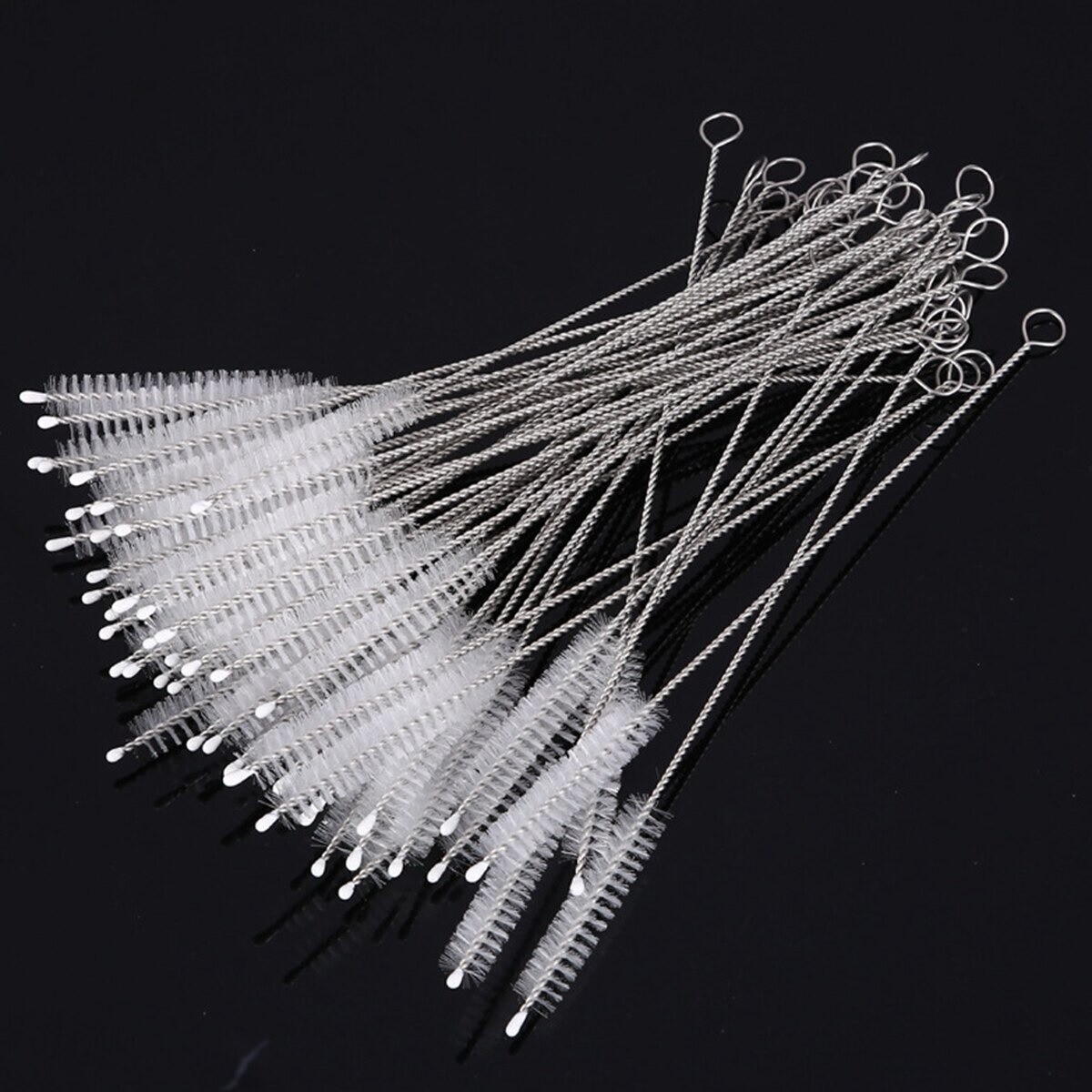 10Pcs Cleaning Brush Kit Nylon Stainless Steel Long Handle Straw Tube Pipe New