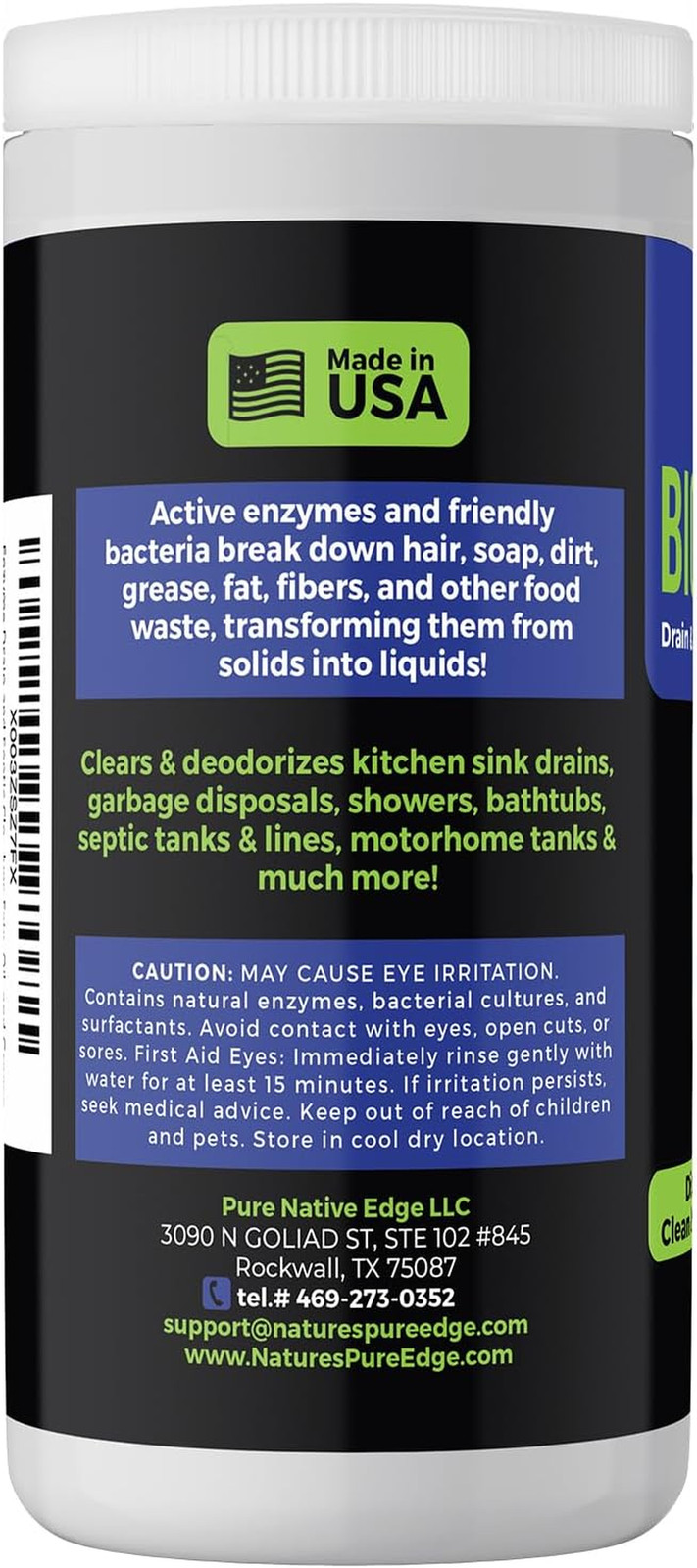 Enzyme Drain and Septic Cleaner and Friendly Bacteria Booster. Extra Large 2 lb.