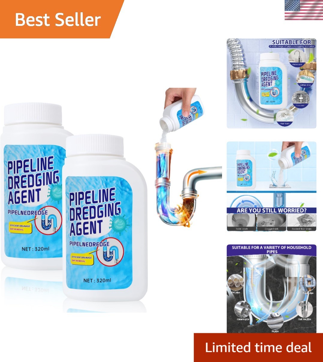 Multi-Purpose Pipeline Dredging Agent: Clog Remover for Kitchen & Bathroom 320ml