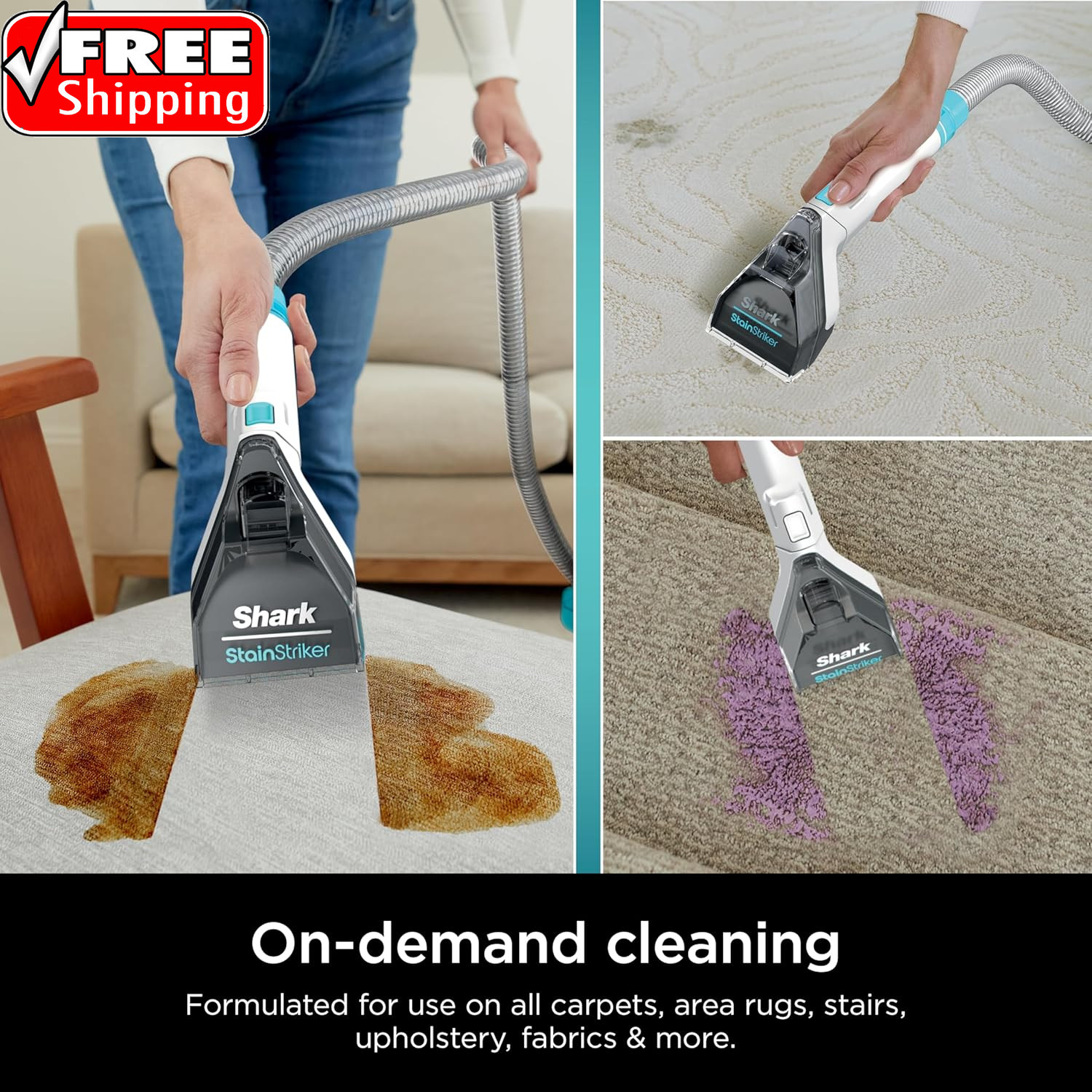 Shark Stainstriker Cleaning Solution Bundle for Portable Cleaners, Carpet and Ar