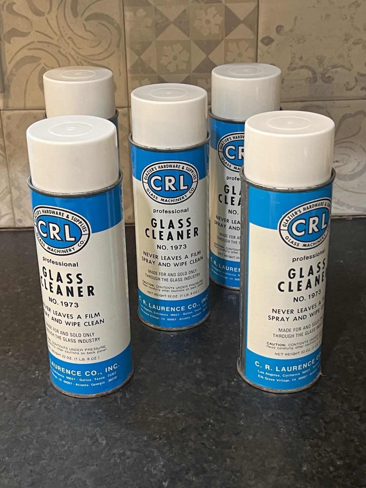 Lot of 5 – 22 oz each CRL 1973 Aerosol Glass Cleaner