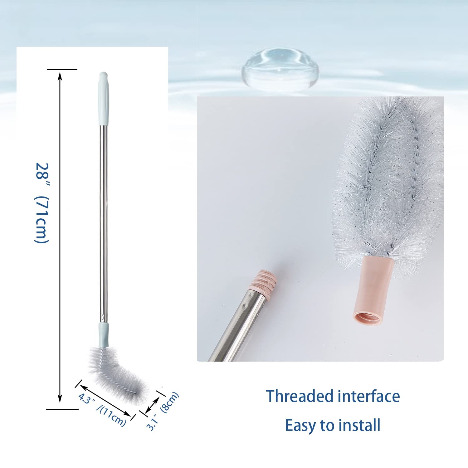 2 Pack 28″ Long Bottle Brush, 3 & 5 Gallon Bottle Cleaner Brush, Nylon Bristl…