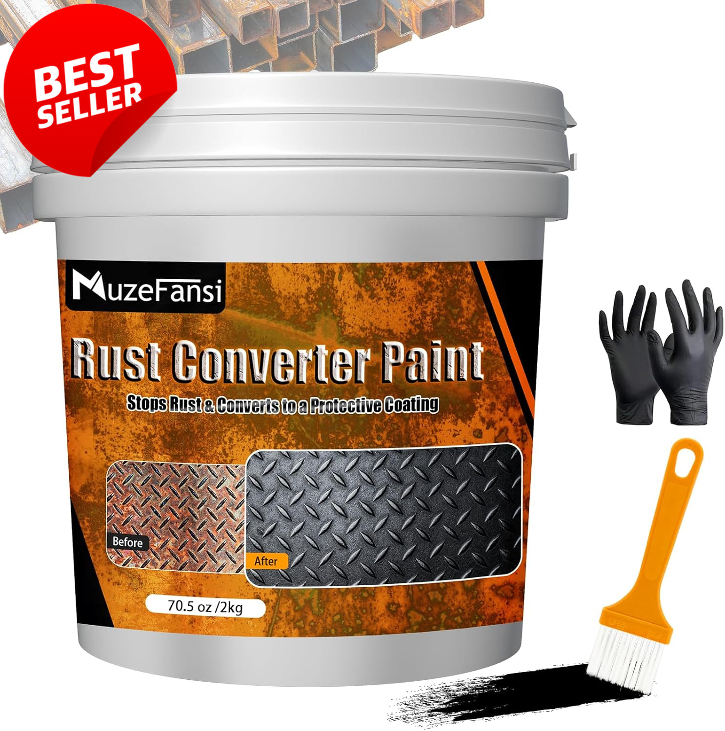 2-in-1 Rust Converter Metal Primer 70.5oz Black Auto Marine Heat Resistant – US