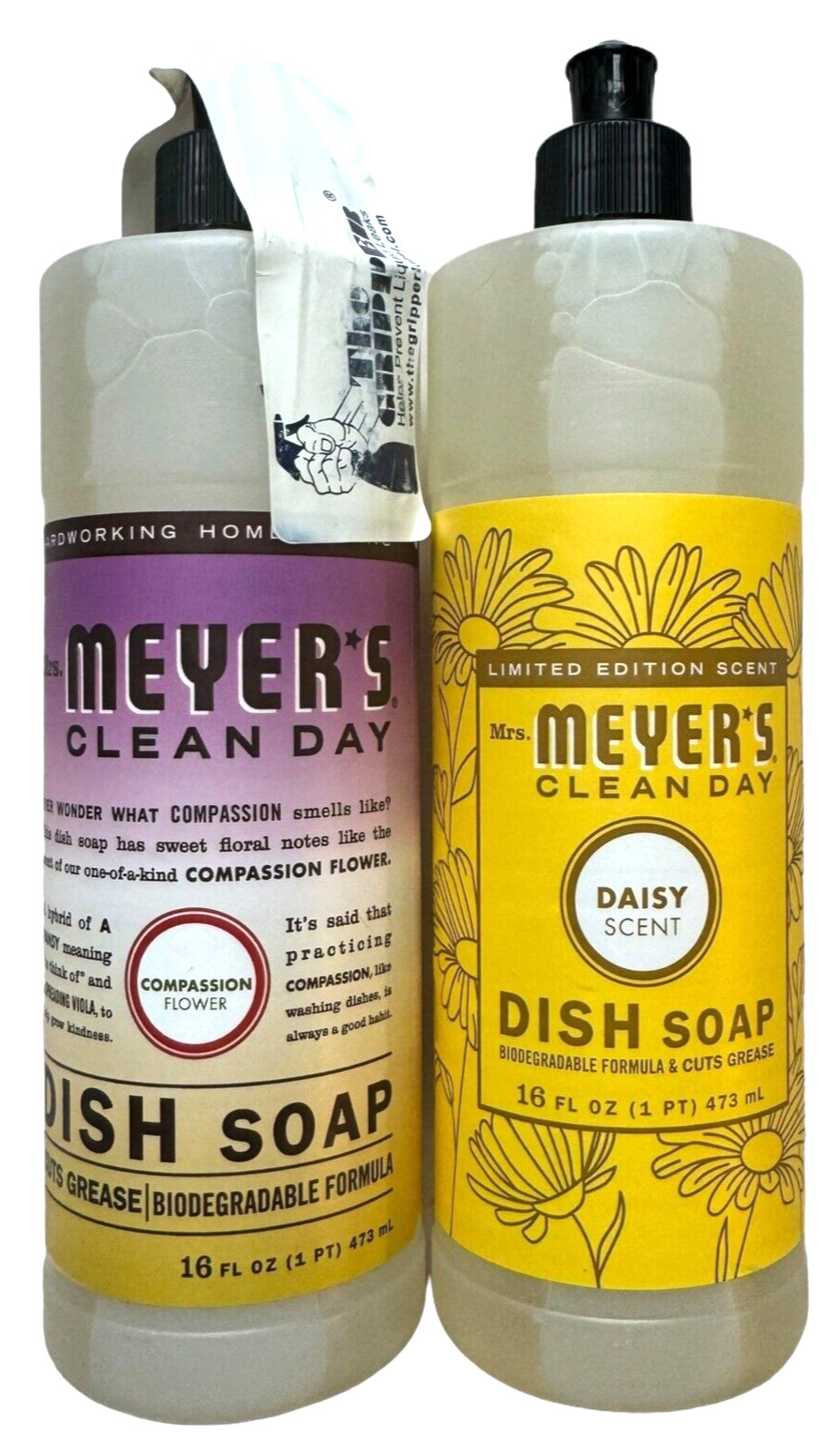 Set of Meyers Clean Day Liquid Dish Soap – 16oz Compassion Flower + 16 oz Daisy