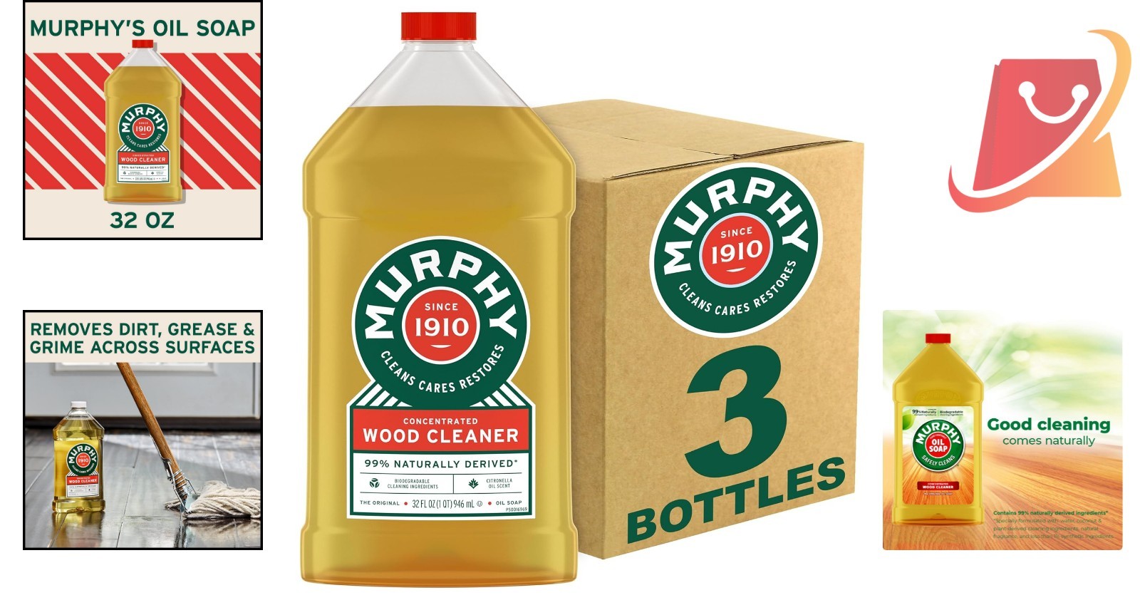 Wood Cleaner Oil Soap Biodegradable Liquid 96 Oz for Floors and Wood Surfaces