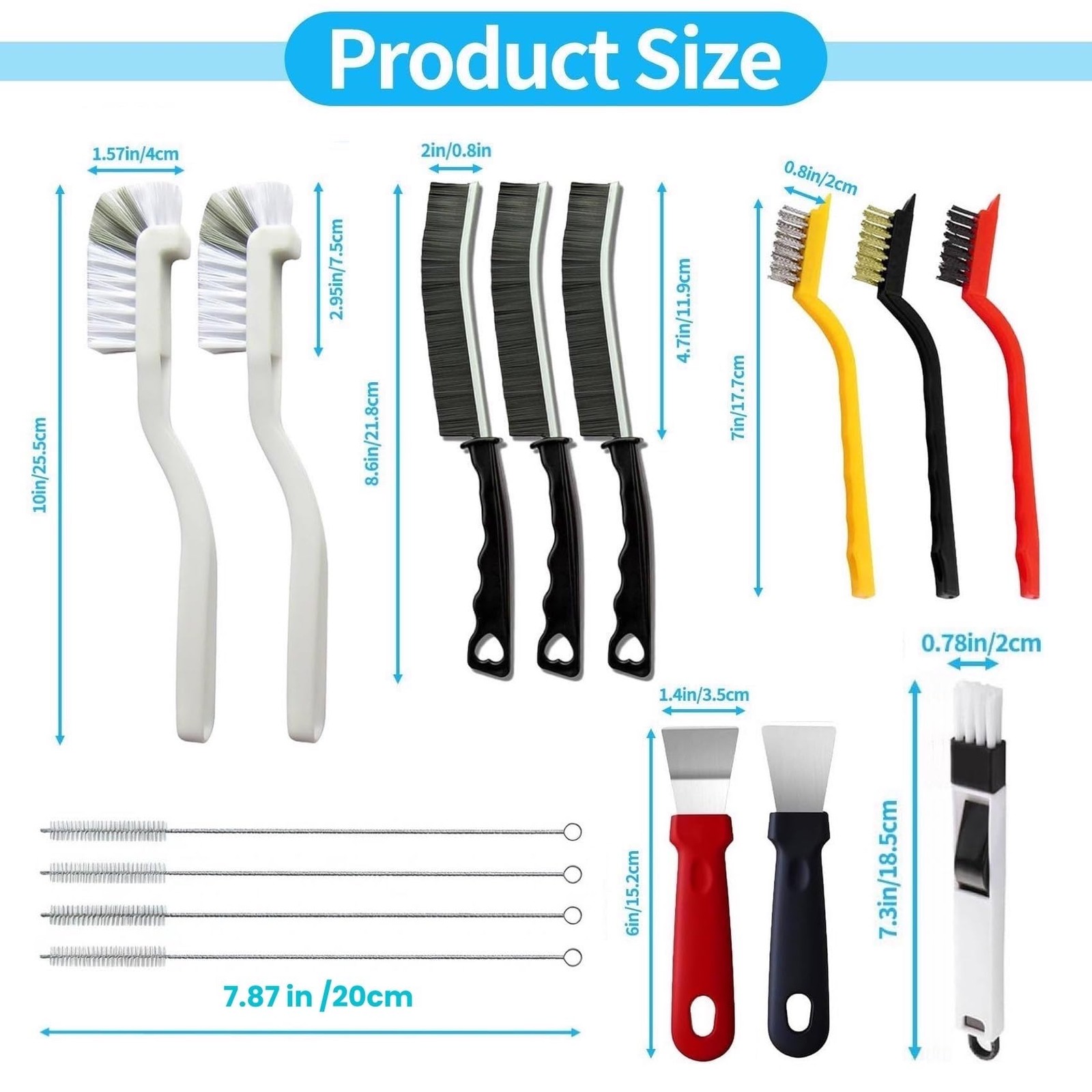 15Pcs Crevice Cleaning Brush Set, Hard Bristle Scrub Brushes Tools for Deep C…