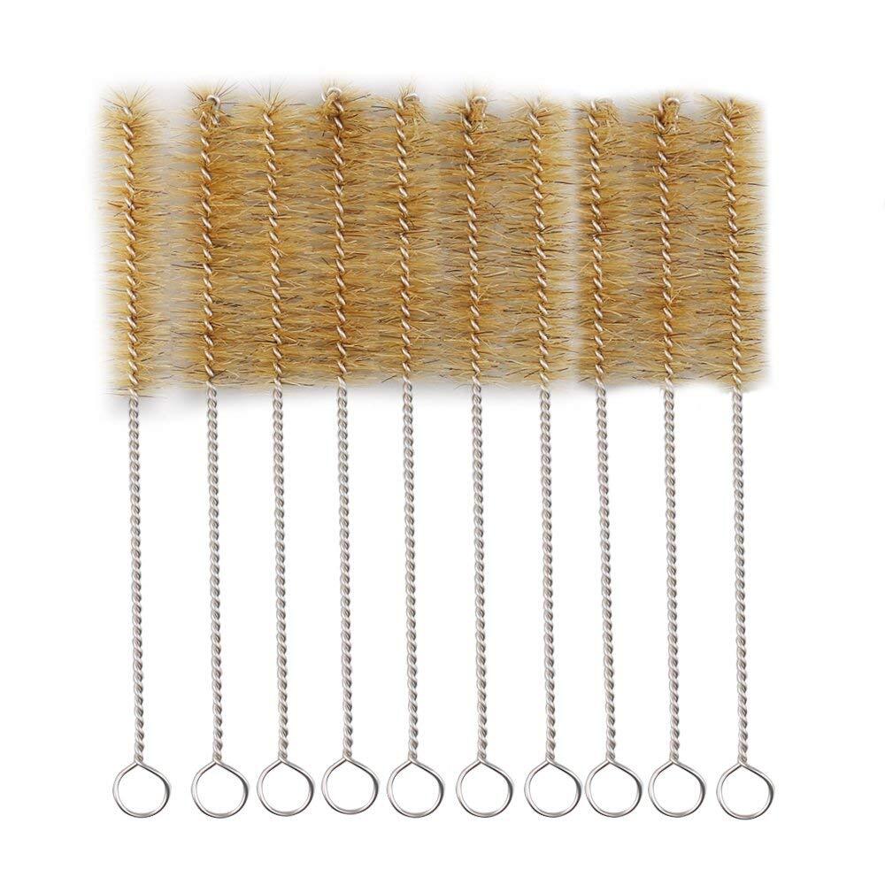 10 Pcs Tube Bottle Wash Cleaning Brush, Tan Bristles Radial Tip for Lab Set