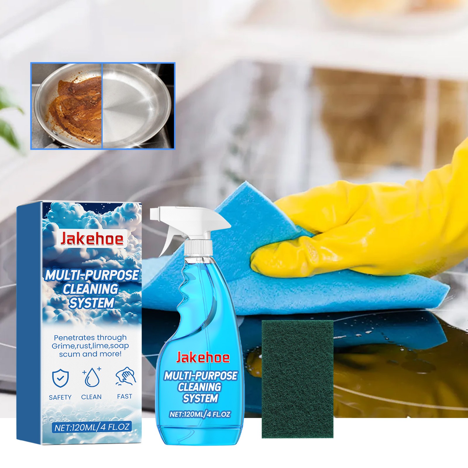 Multi Surface Cleaner Spray for Kitchen Stove Countertop Gentle Solution 120ml