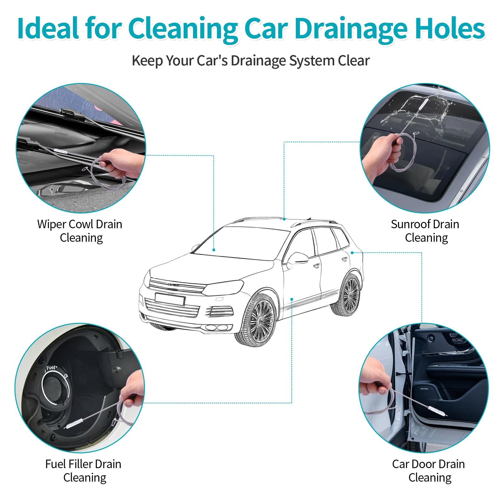64 Inch Flexible Drain Cleaner Brush 2 Pack Stainless Steel Pipe Tube Cleaning T
