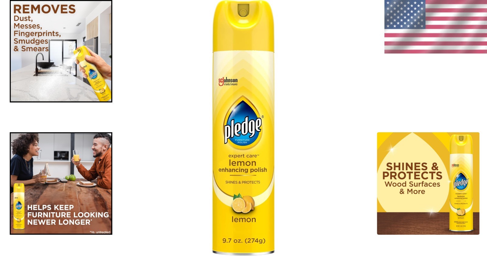 Pledge Expert Care Lemon Polish, 9.7oz – Streak-Free Furniture & Stainless Steel