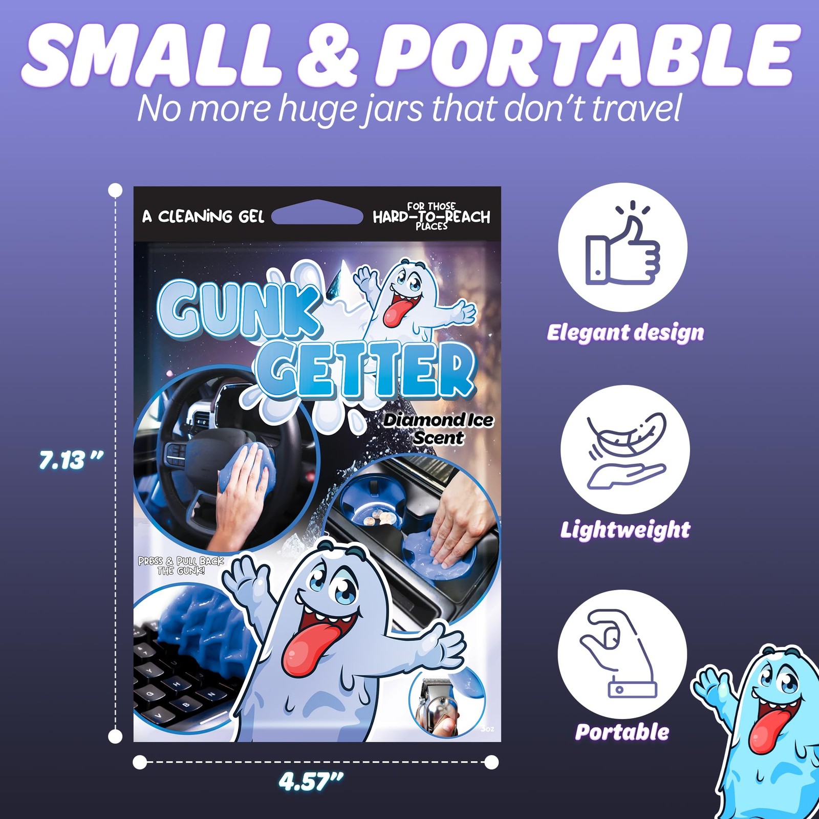 Gunk Getter, Cleaning Gel for Those Hard to Reach Places, Automotive Cup Hold…