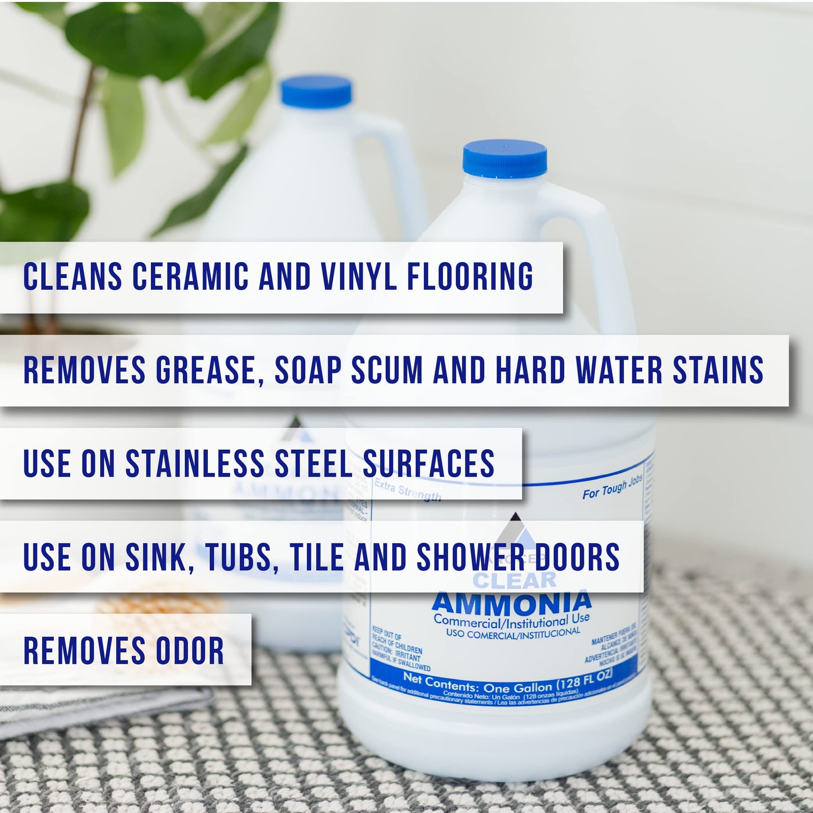 Clear Ammonia Cleaner Liquid, 1 Gallon, Multipurpose, Multi-Surface Cleaning …