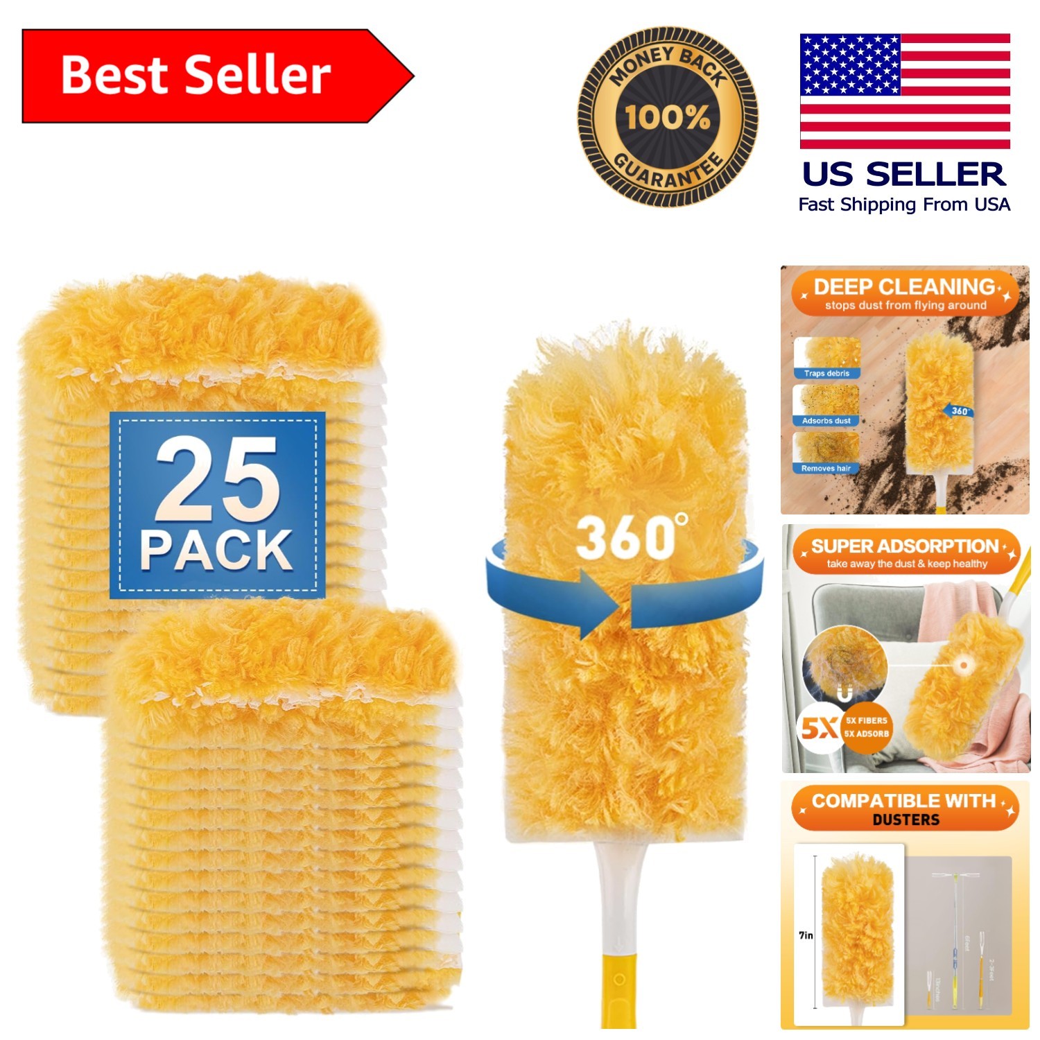 Efficient 25-Piece Disposable Duster Kit – Fragrance-Free Microfiber Excellence