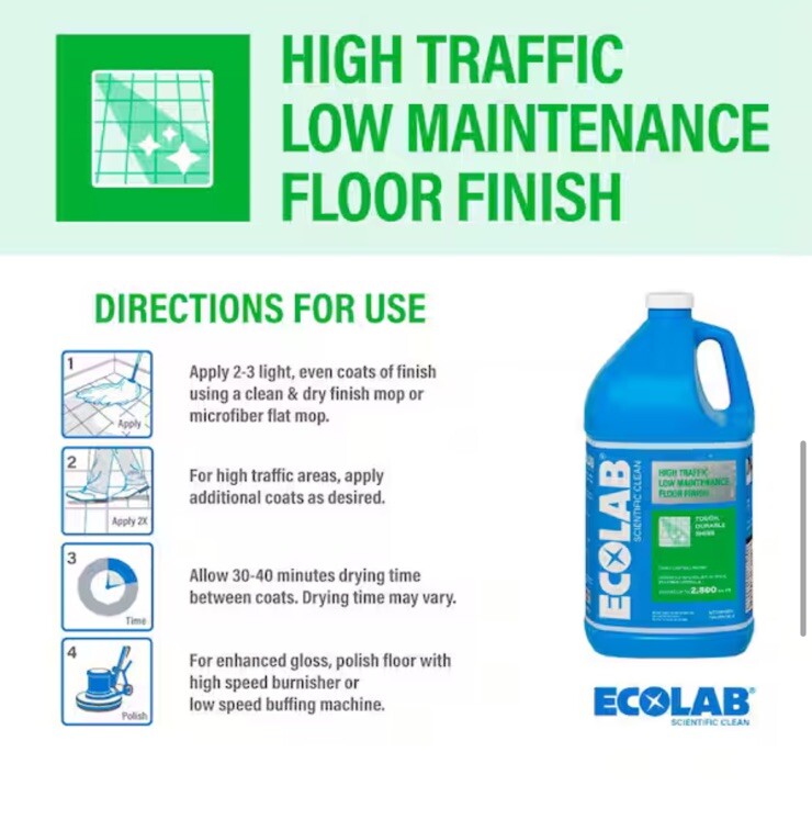 4pack High Traffic 4Gal Low Maintenance Floor Finish Hard Surface Cleaner Shiner