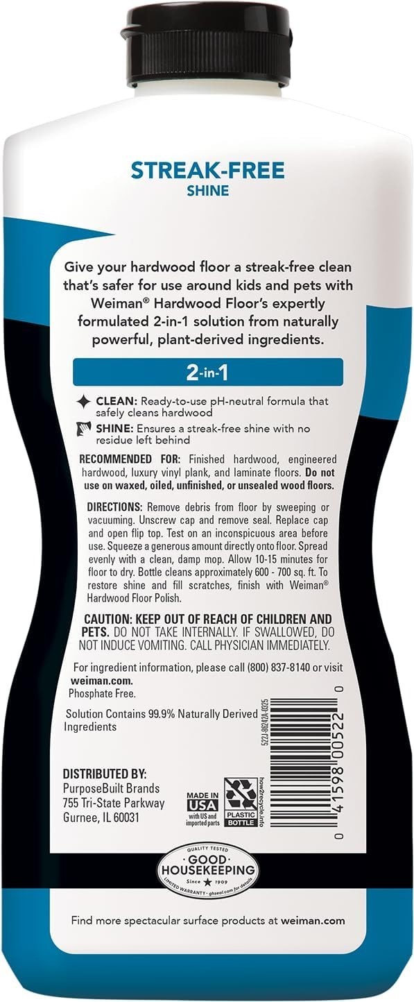 Weiman Professional Hardwood Floor Cleaner 32 Fl Oz Streak Free Plant Based