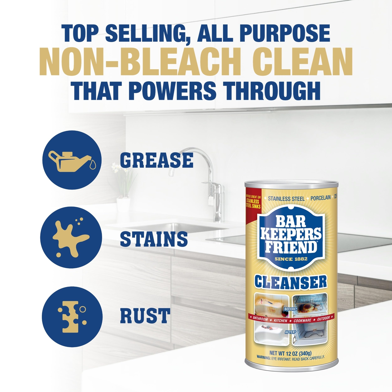Bar Keepers Friend All Purpose Cleaner Powder 12 Ounce Pack Of 2 Heavy Duty