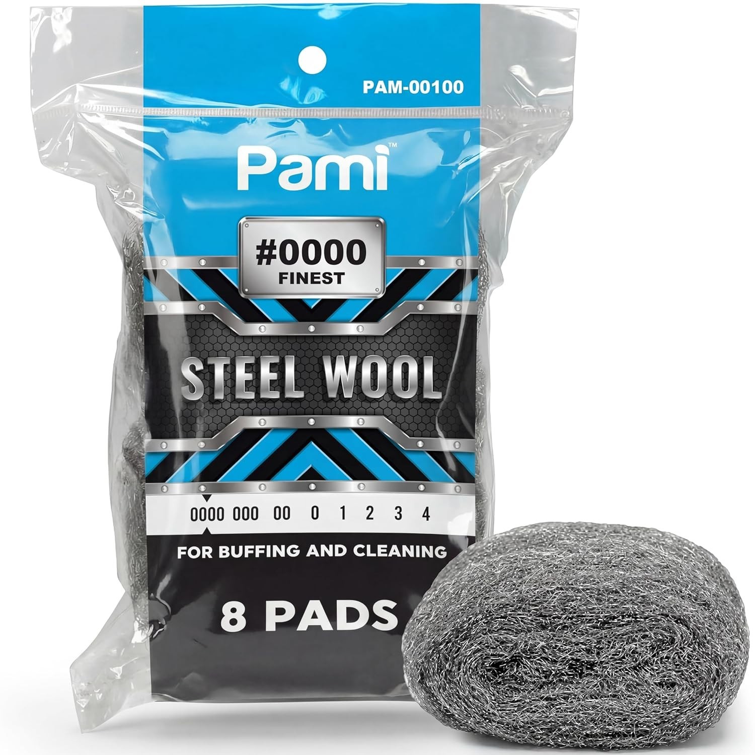 Wool Scrubber 0000 Fine for Cleaning Glass Pack of 8 Fine Steel Wool Pads for Po