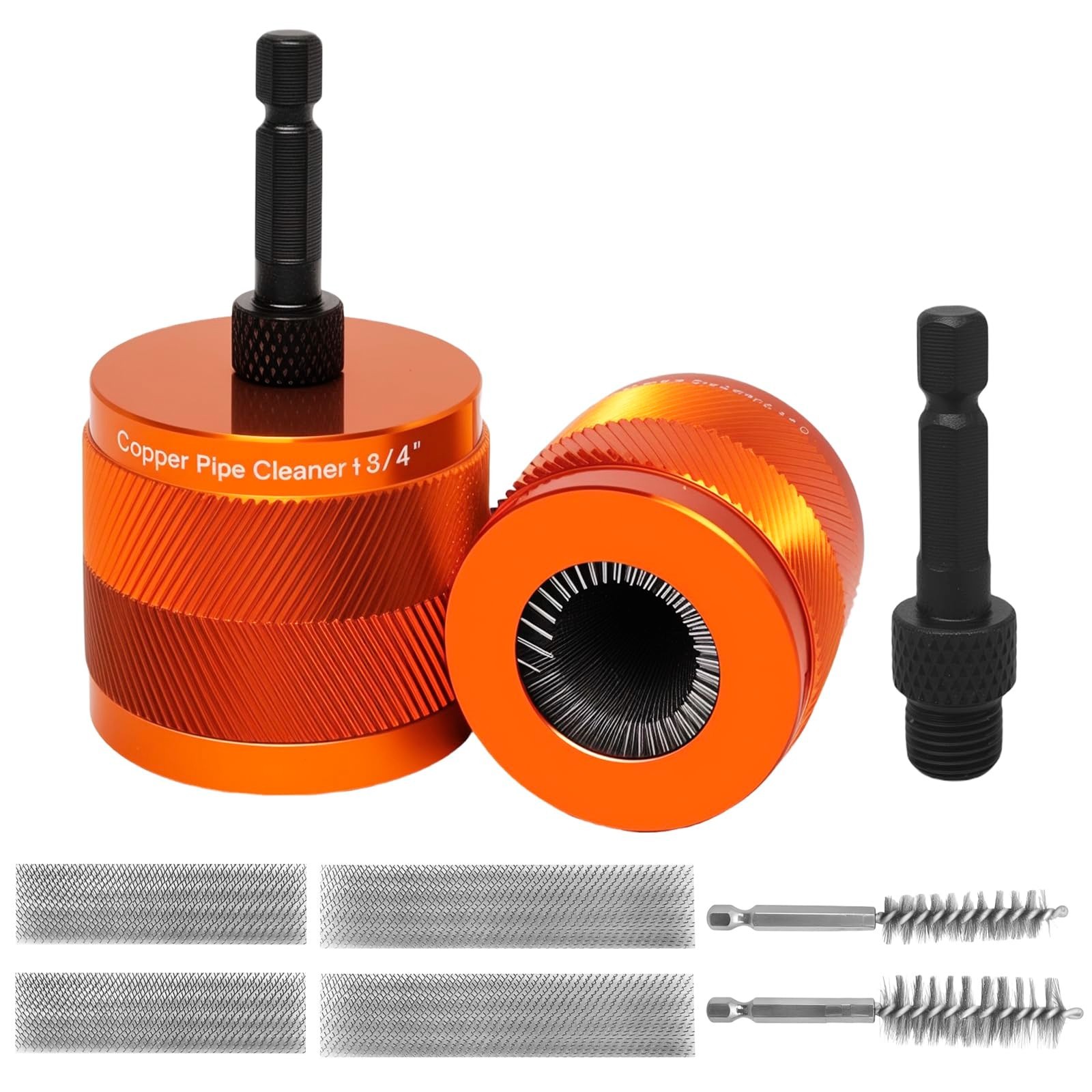 “Drill Pipe Cleaner Set – 1/2″ & 3/4″ Brushes, Hex Shank, Rust & Stain Remover”