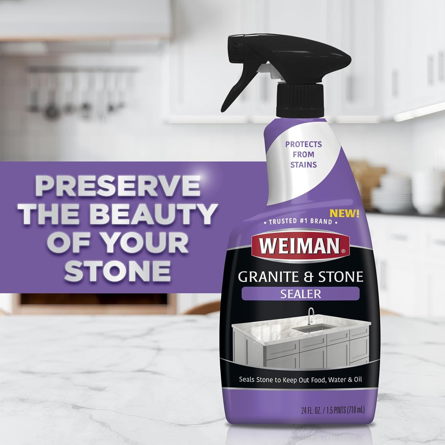 Granite & Stone Sealer Spray – Protects Kitchen Countertops, Sinks, Showers, Van