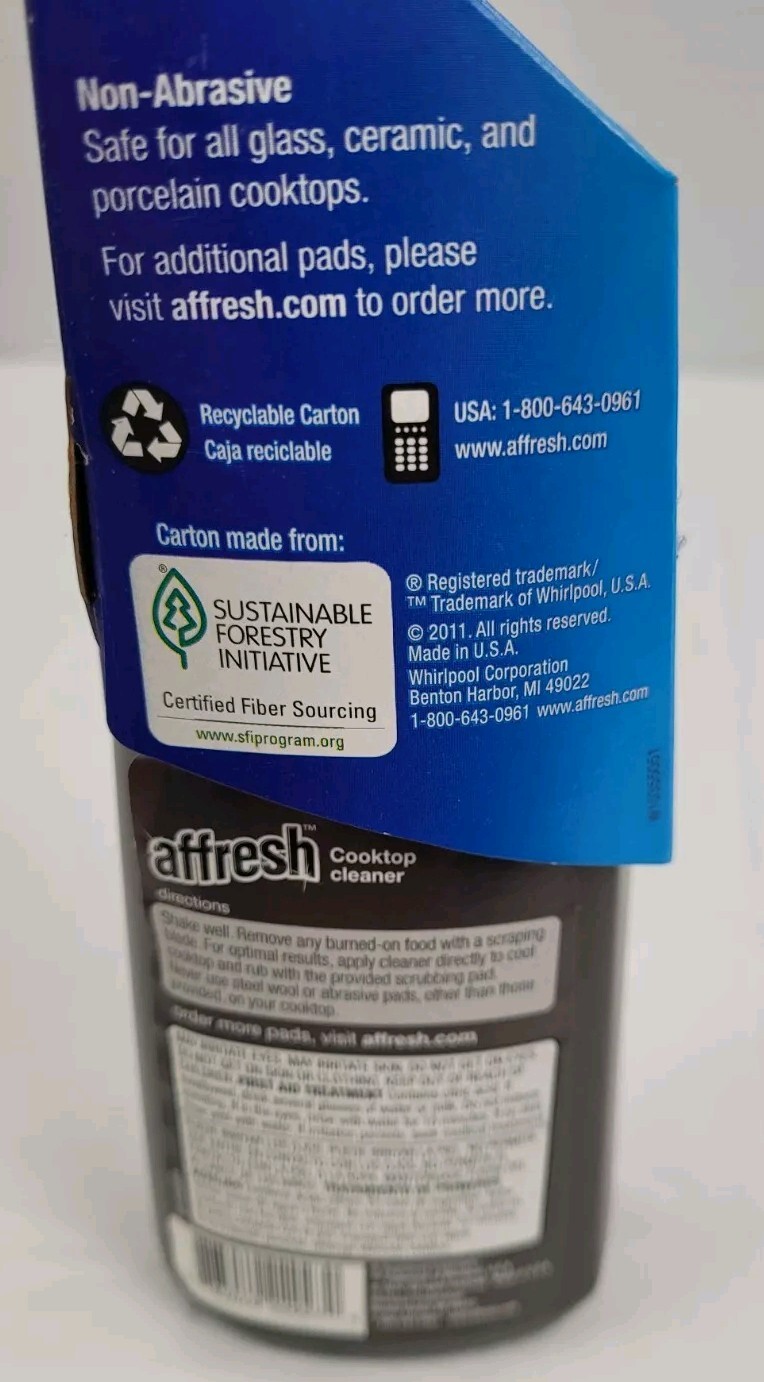 Affresh Cooktop Cleaner Made for Whirlpool 8 oz cleaner & 2 Cleaning Pads NEW