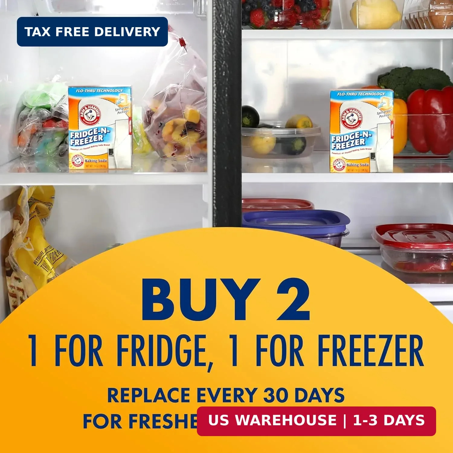 Arm & Hammer Baking Soda Fridge-n-Freezer Odor Absorber, Orange 14 oz, Pack of 1