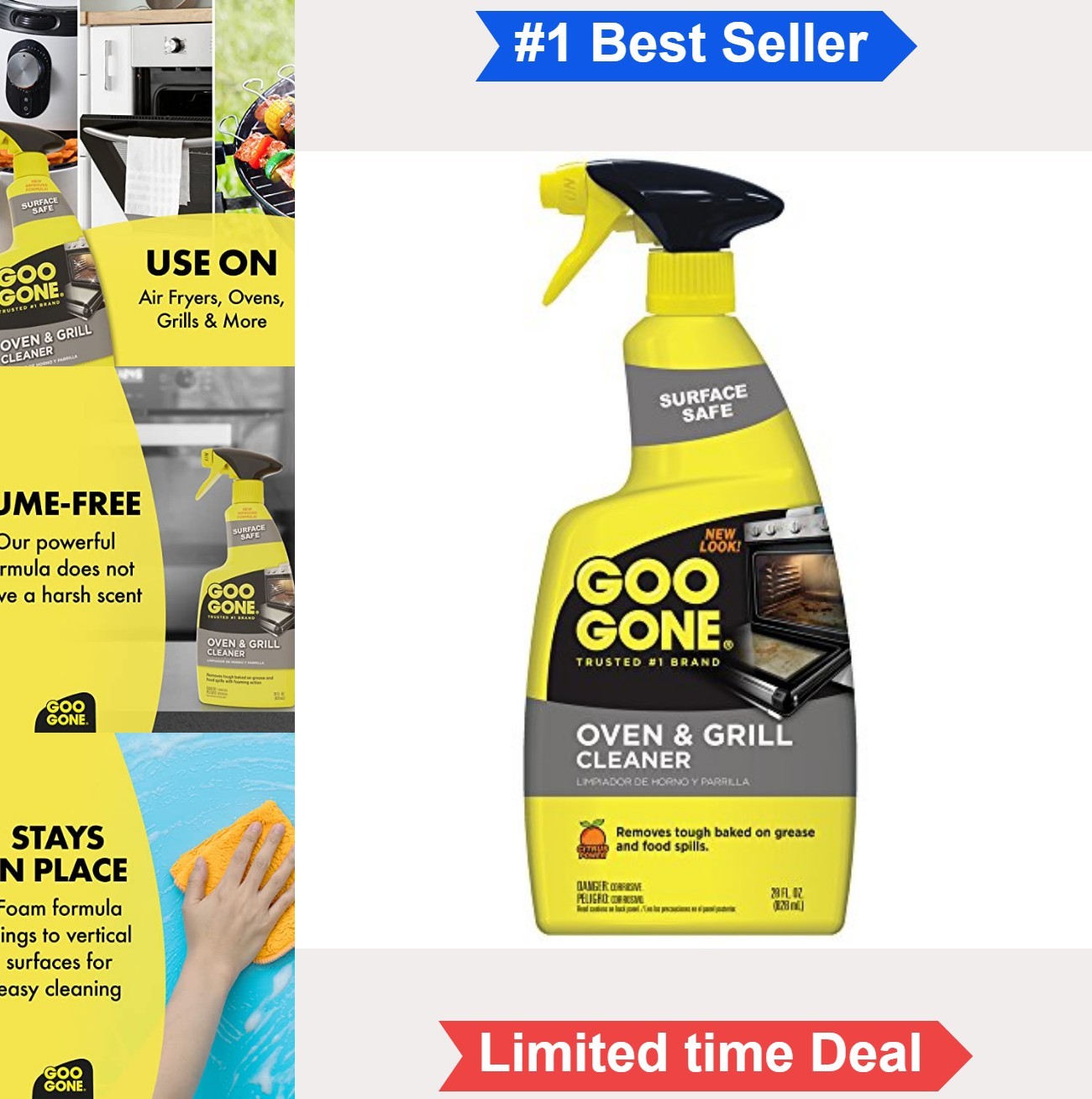 Oven and Grill Cleaner 28 oz Spray Foam Grease Remover Baked On Food Deposits
